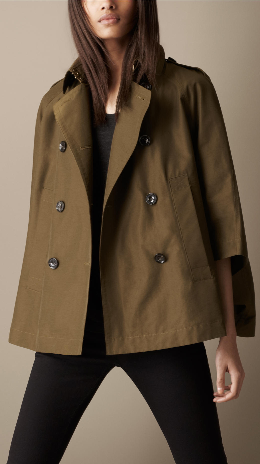 Burberry Brit Short Swing Cape Trench Coat in Brown (oregano) | Lyst