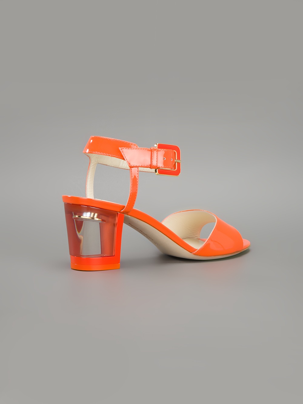 orange block heel sandals