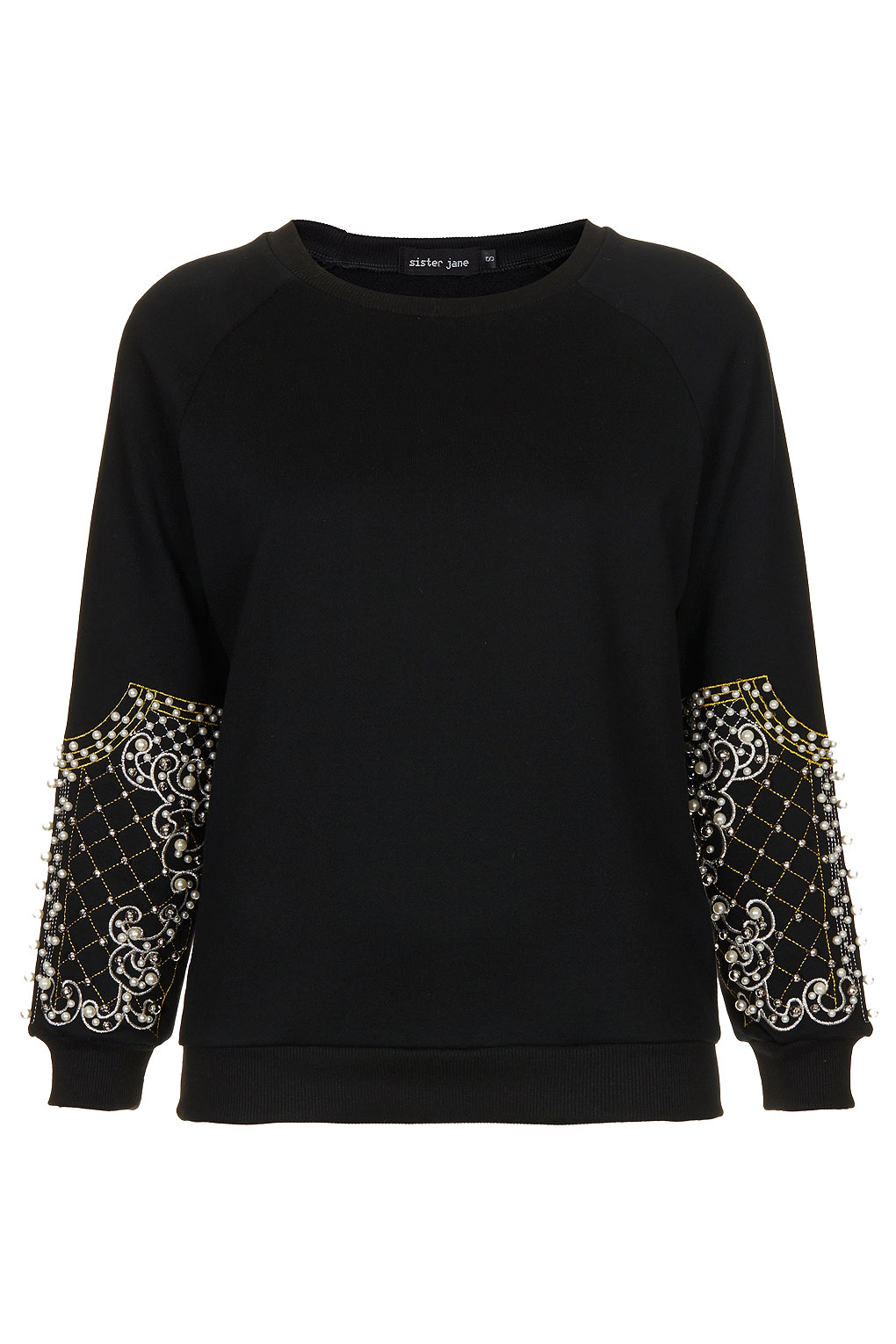 Lyst - Topshop Pearl Sleeve Sweater in Black