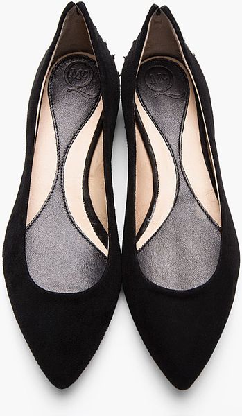Mcq By Alexander Mcqueen Black Suede Studded Pointy Toe Flat in Black ...