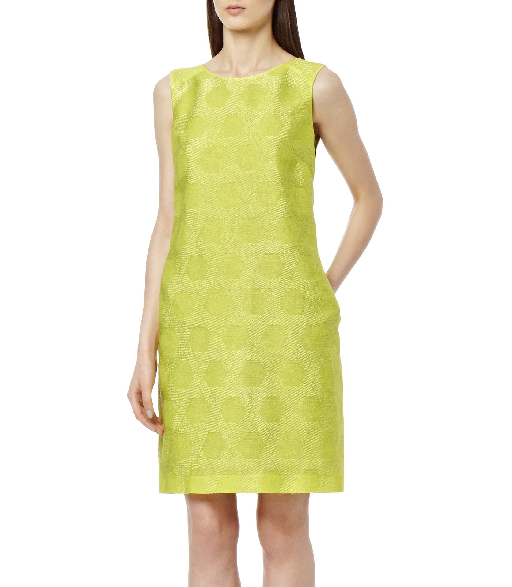 Lyst Reiss Kiara Jacquard Shift Dress In Green