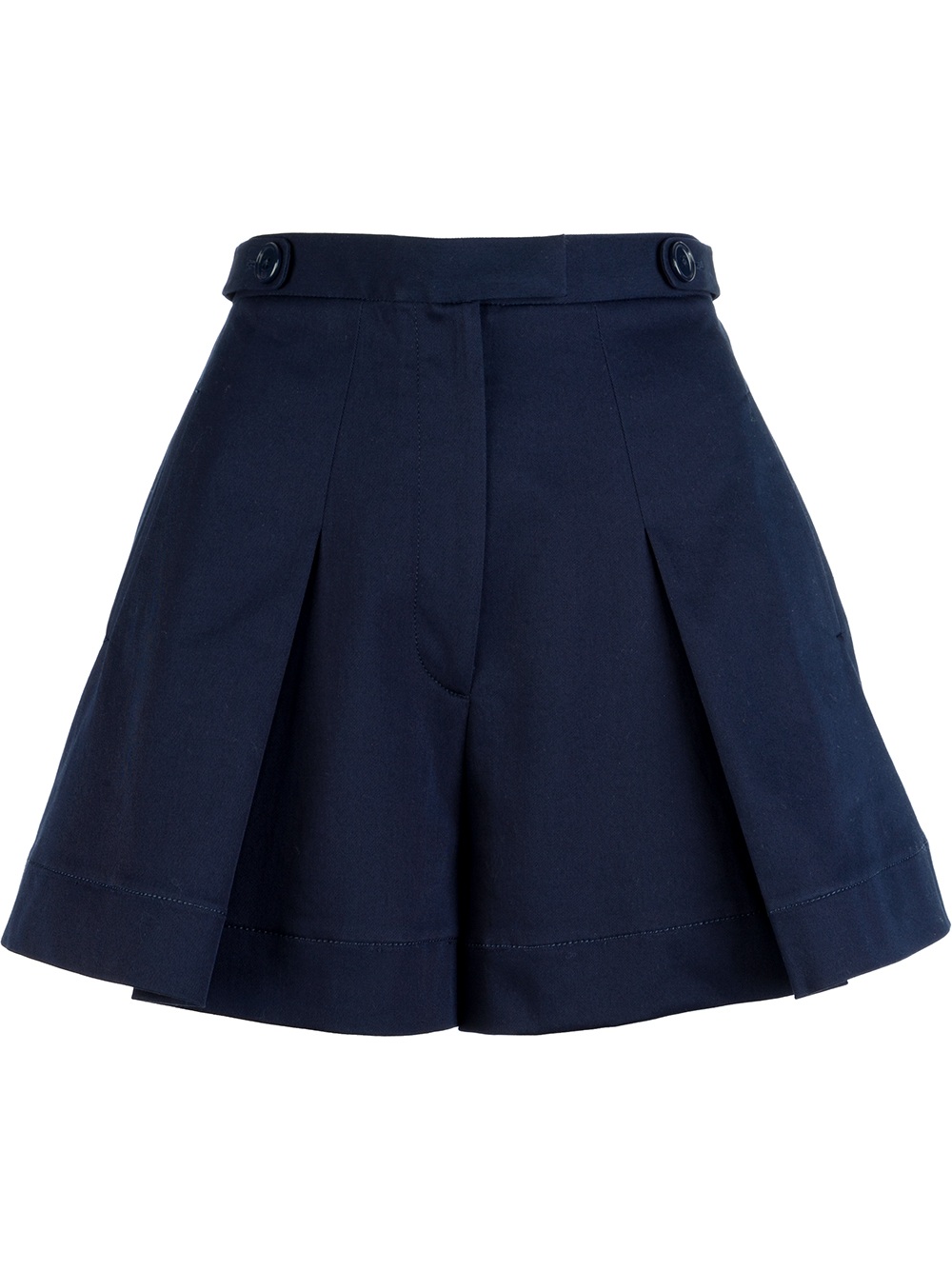 Victoria Beckham Flared Pleated Short in Blue | Lyst