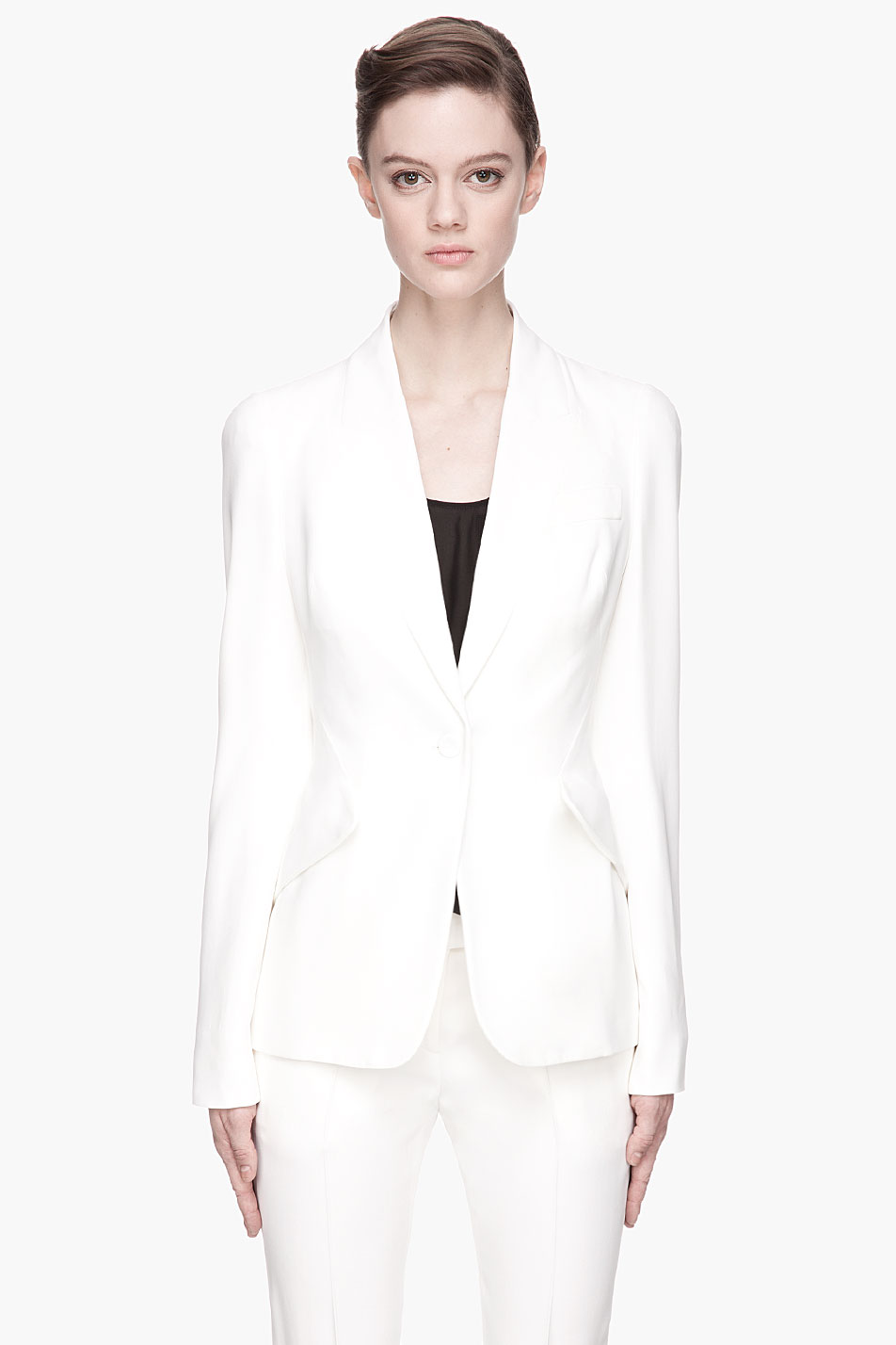 Alexander Mcqueen Ivory White Flat Collar Classic Blazer in White ...