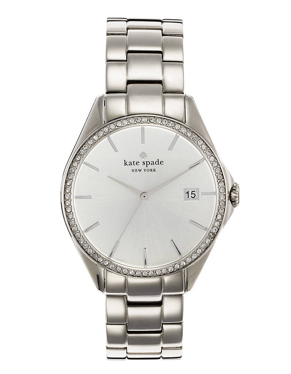 Kate Spade Ladies Silver Seaport Crystal Watch in Gray (grey) | Lyst