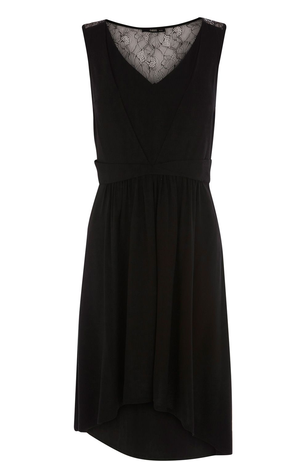 Oasis Lace Yoke Viscose Dress in Black | Lyst
