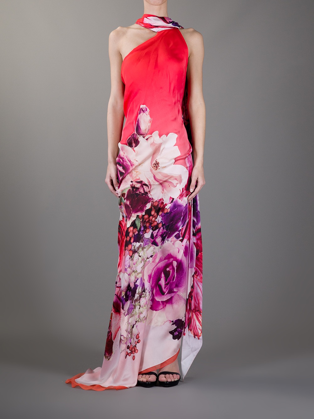 Roberto Cavalli One Shoulder Floral Print Dress - Lyst