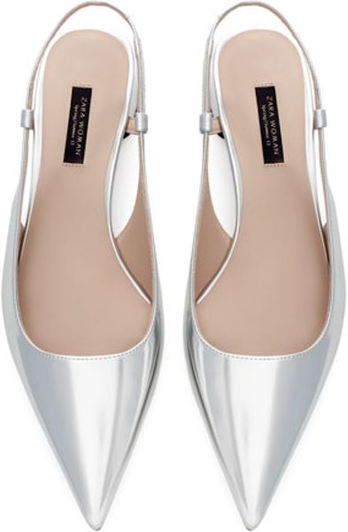 Zara Pointed High Heel Shoes in Silver - Lyst