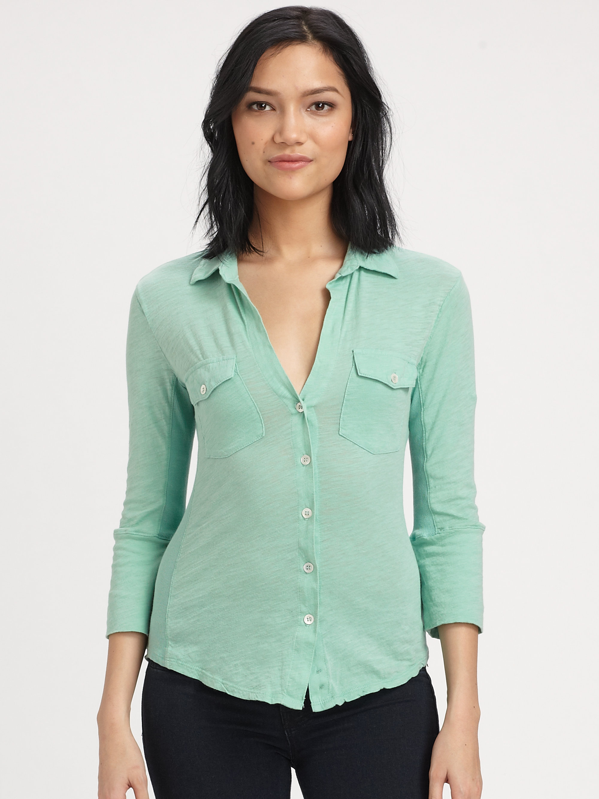 james perse contrast panel shirt