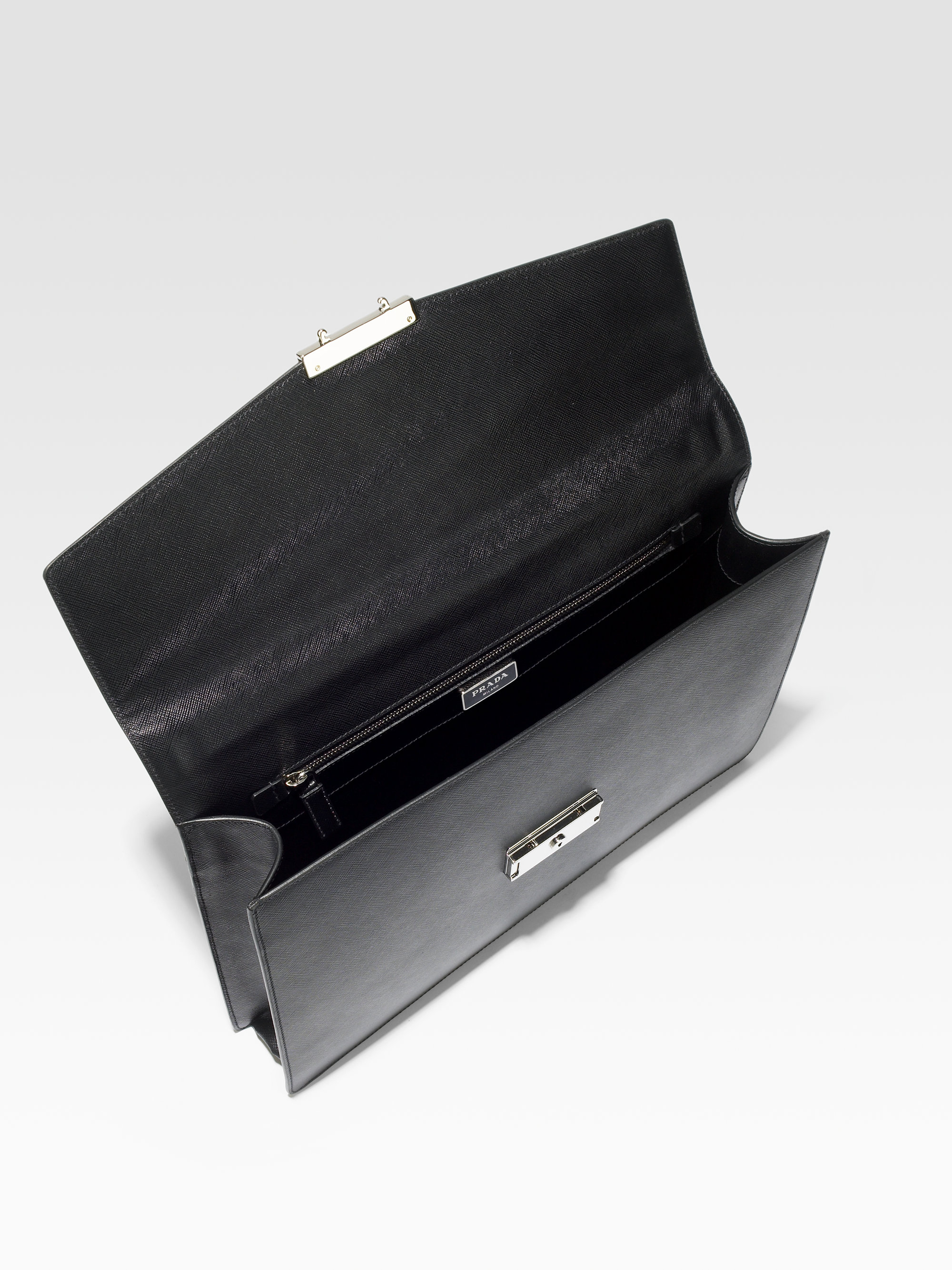 Prada Saffiano Professional Briefcase in Black for Men | Lyst  