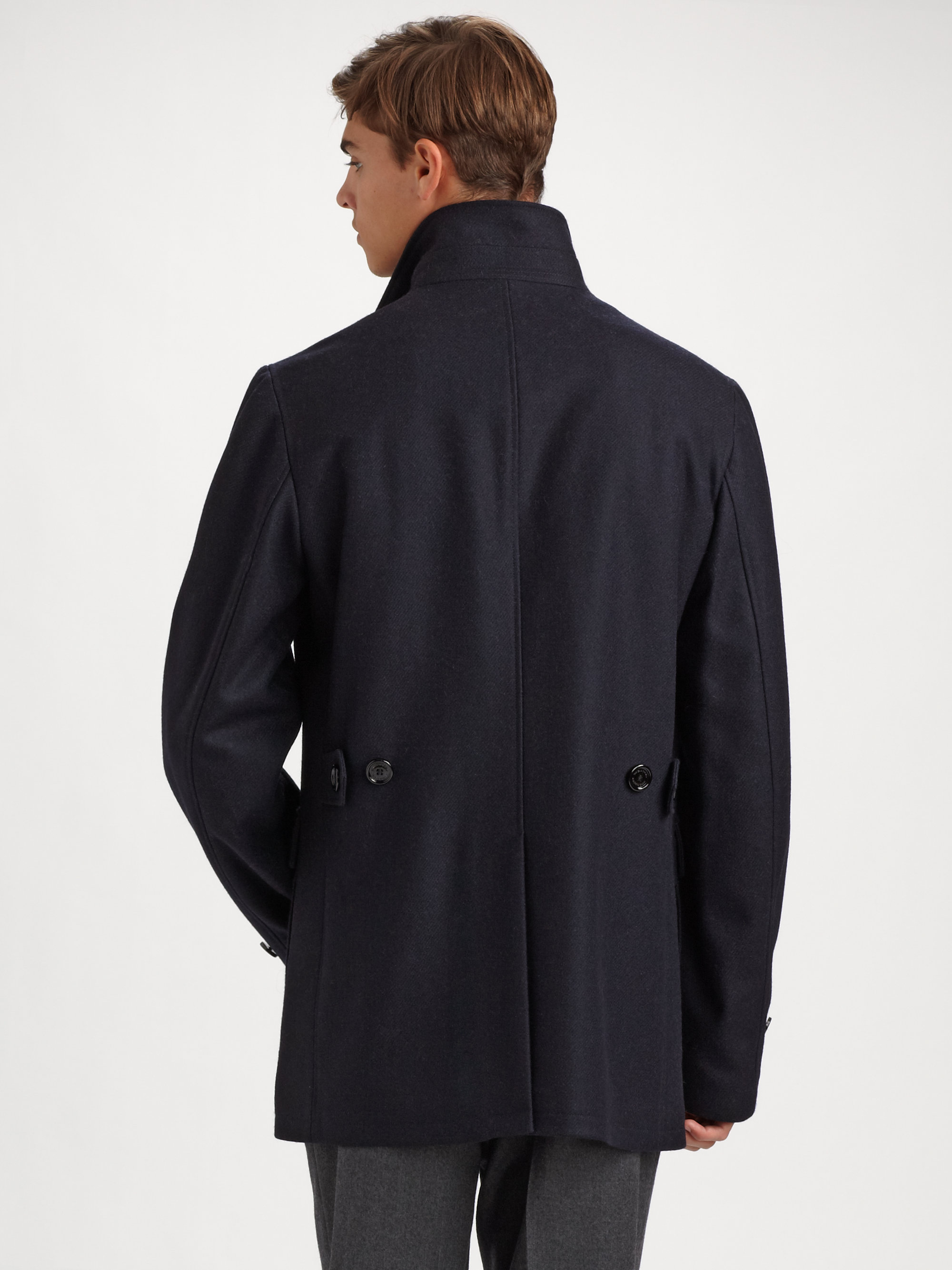 Lyst - Burberry Wool Car Coat in Black for Men