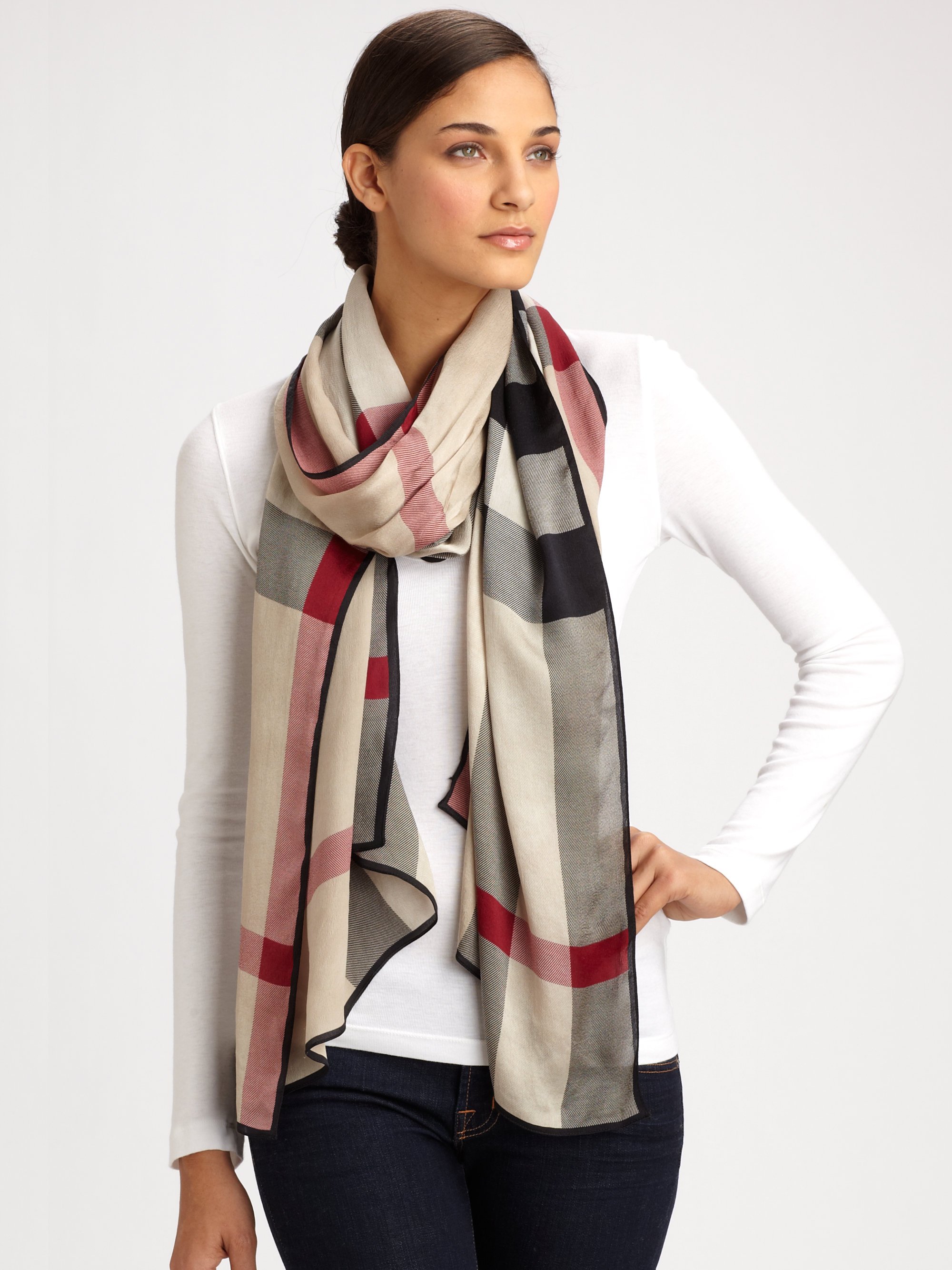 burberry mega check silk scarf 3603f 68473