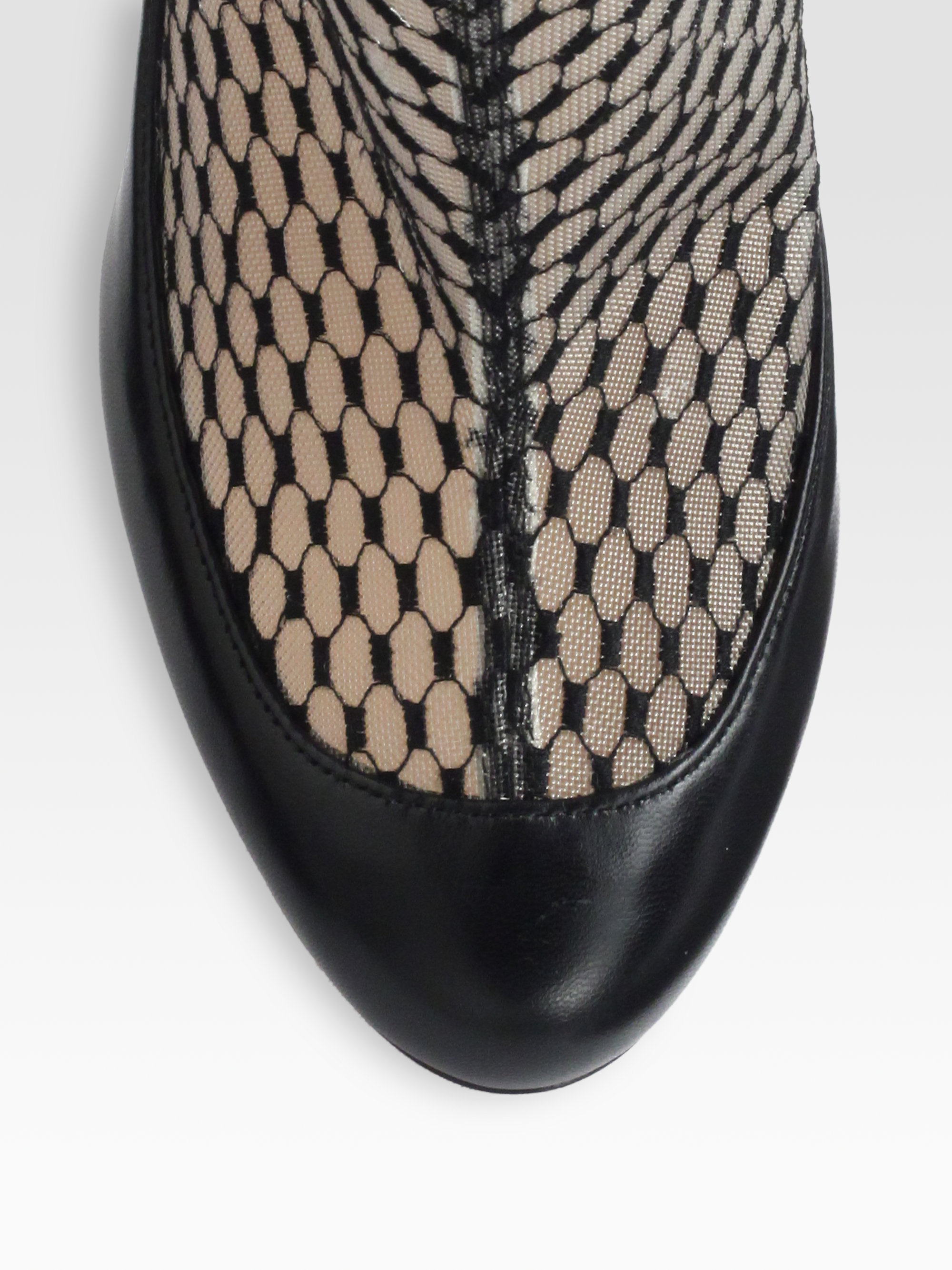 Christian louboutin Anna May Lace Leather Ankle Boots in Black | Lyst