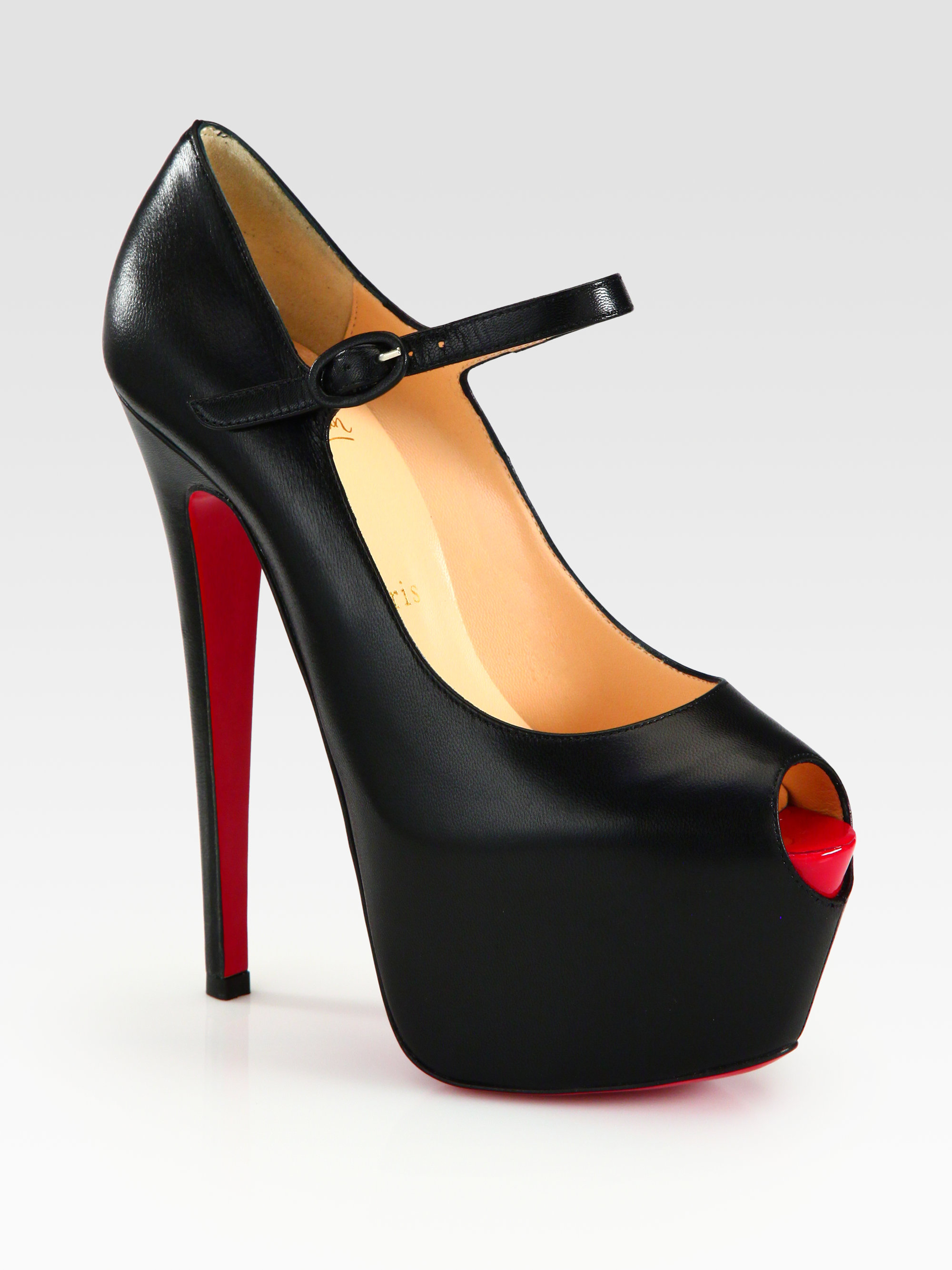 Lyst - Christian Louboutin Leather and Patent Leather Mary Jane ...