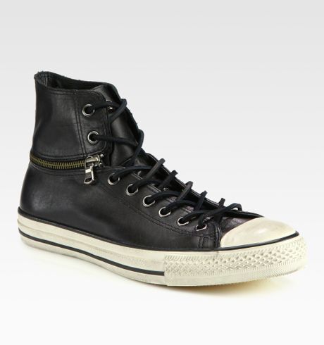 Converse Chuck Taylor All Star Leather Zip Sneaker in Black for Men | Lyst