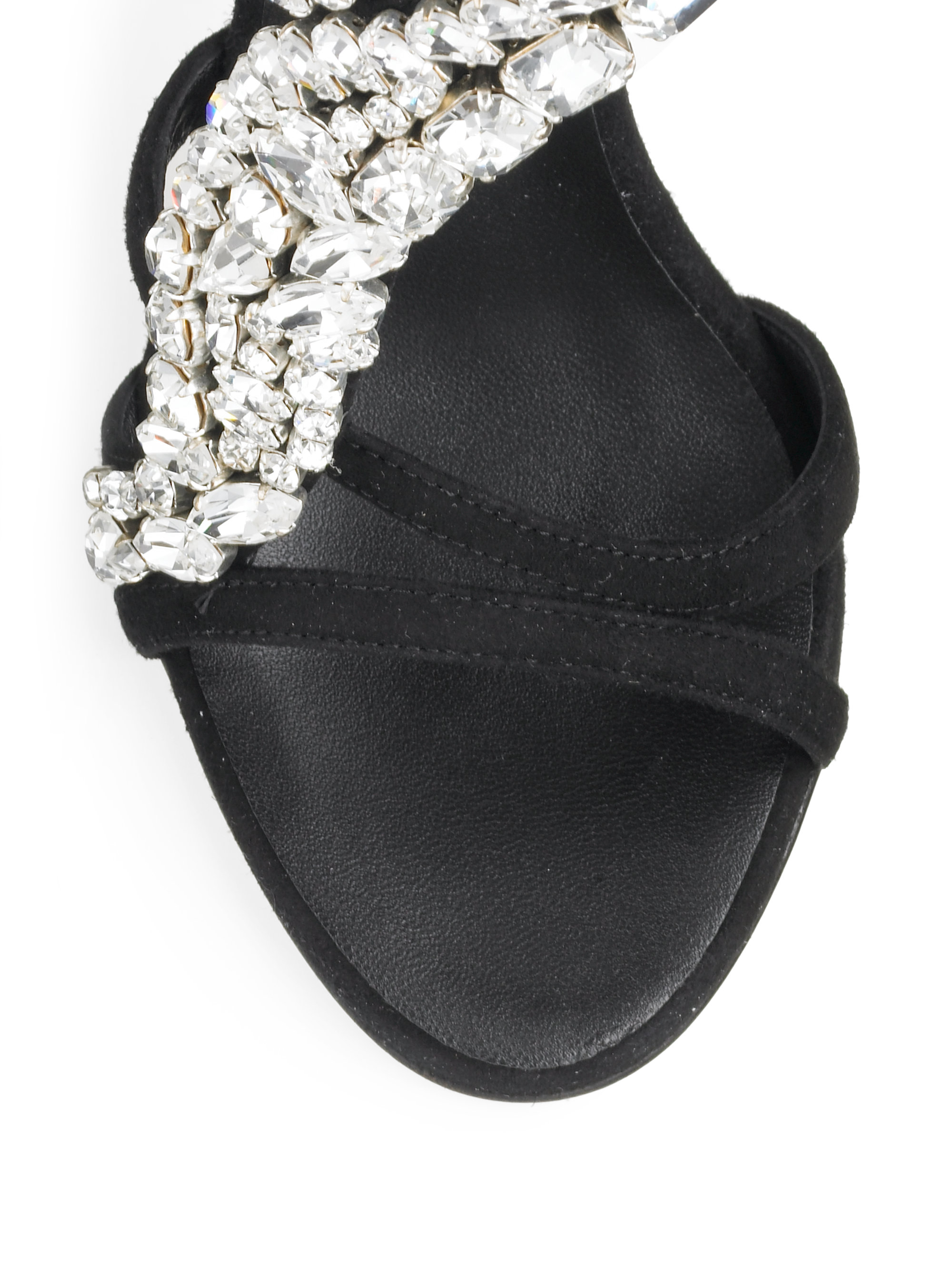 Lyst - Giuseppe zanotti Jeweled Suede High Heel Sandals in Black