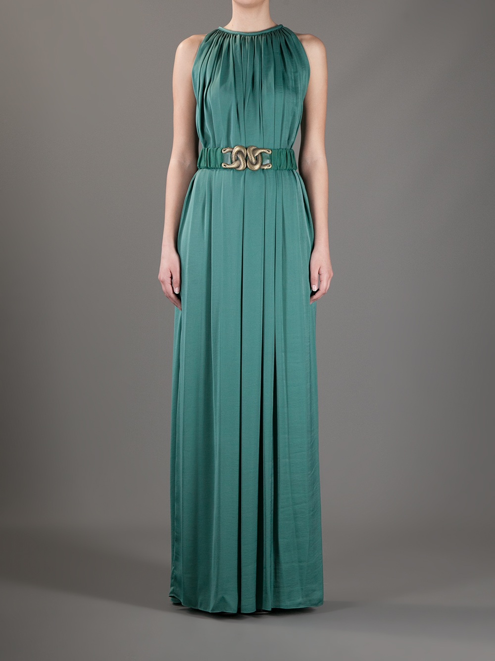 Maxi Green Lyst In Pleated Dress Intropia 8qBfw