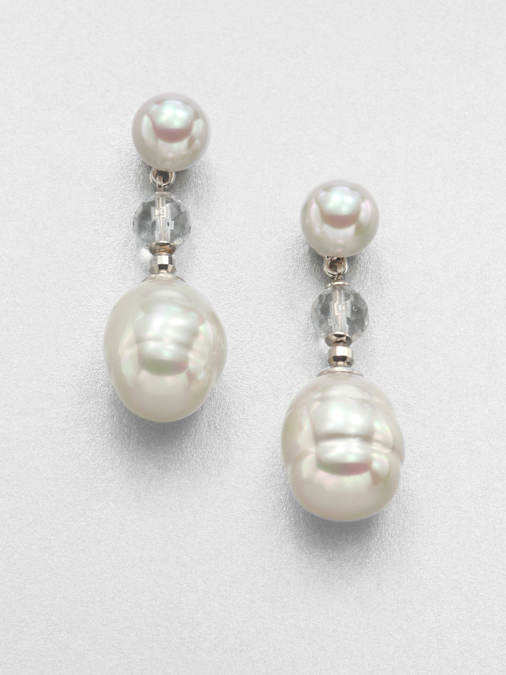 Lyst Majorica 8mm Round And 12mm Baroque Pearl Earrings In Metallic Gallery