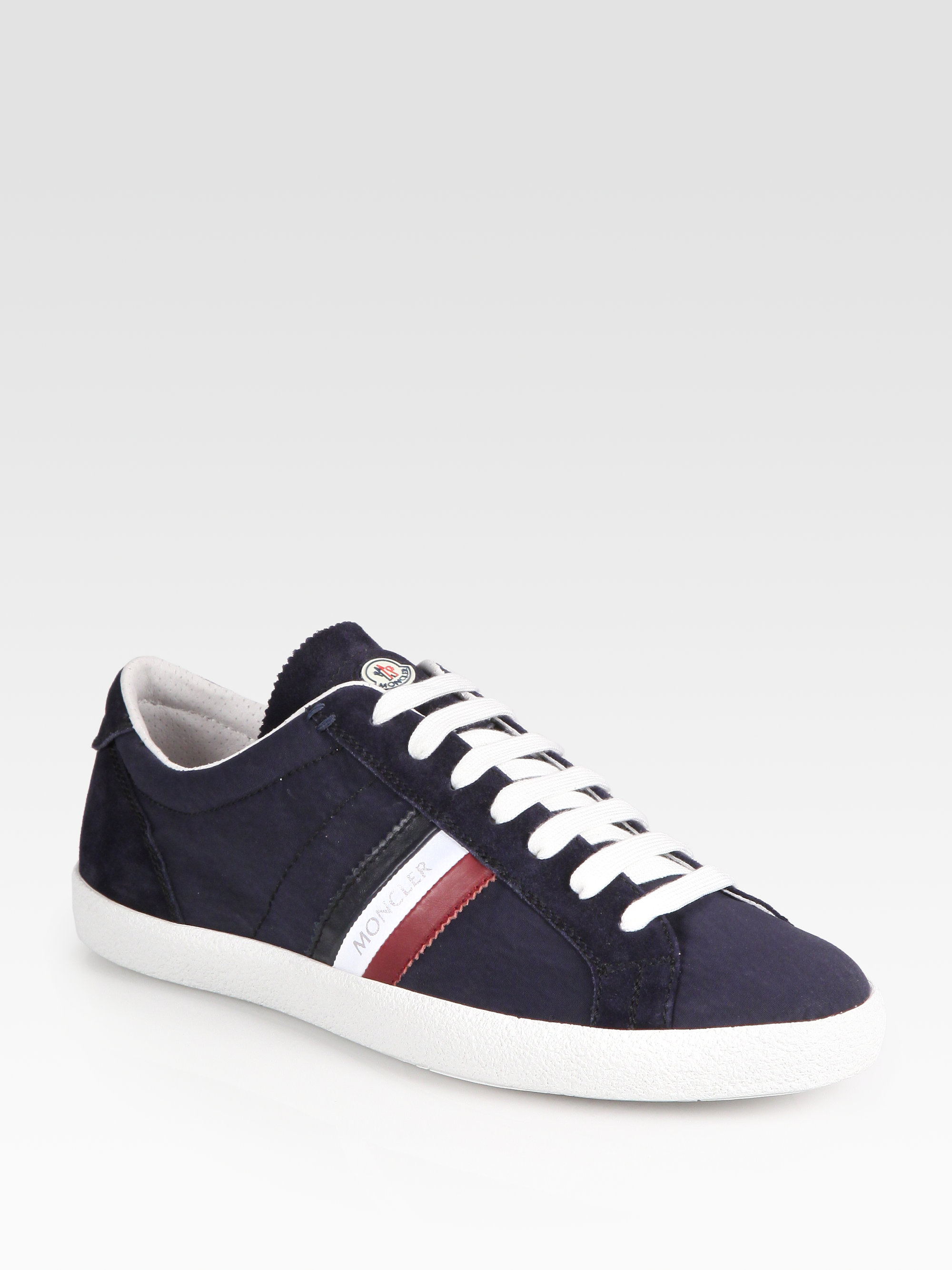 Moncler Monaco Suede and Canvas Sneakers in Blue for Men - Lyst