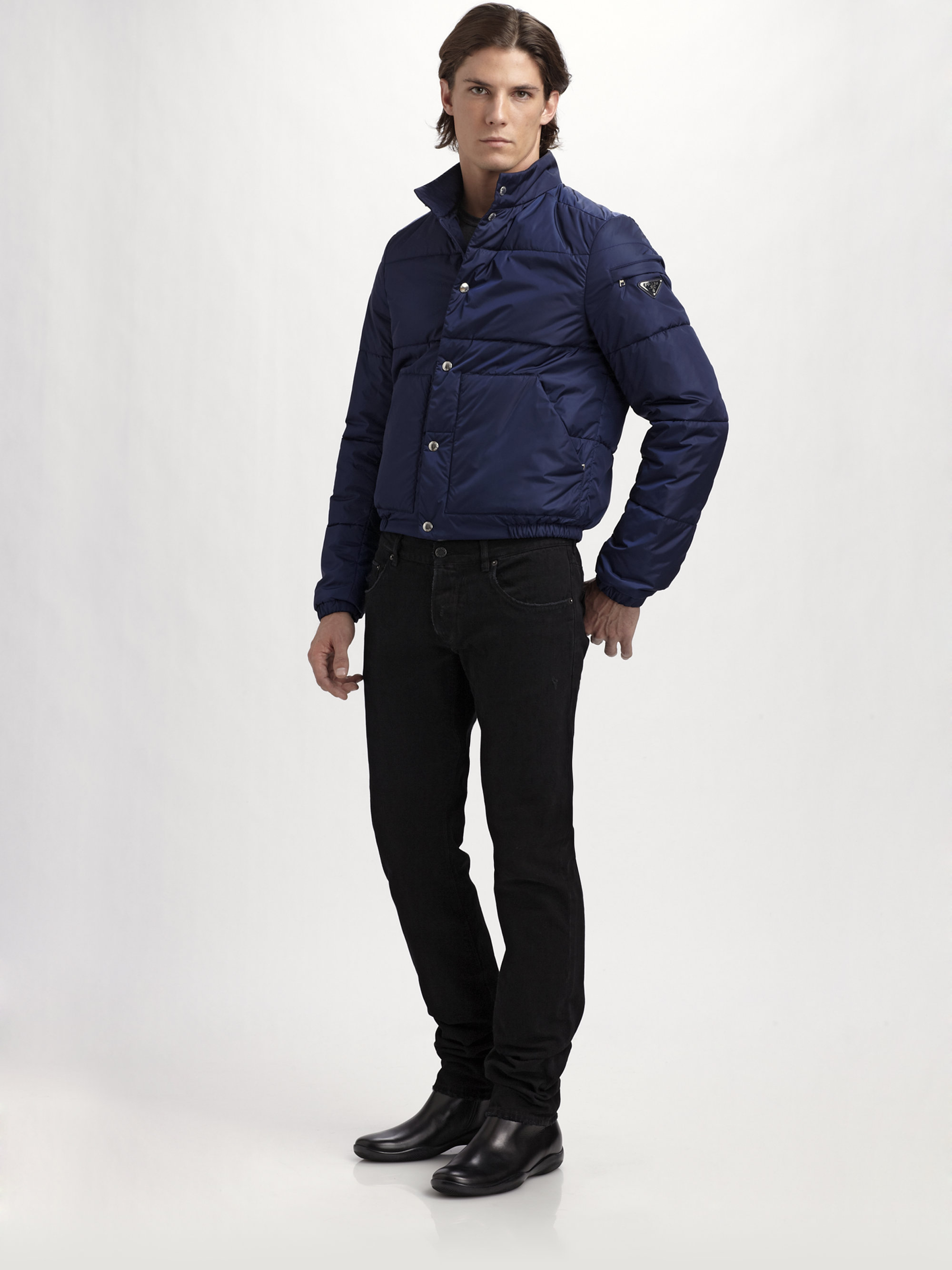 prada light blue puffer