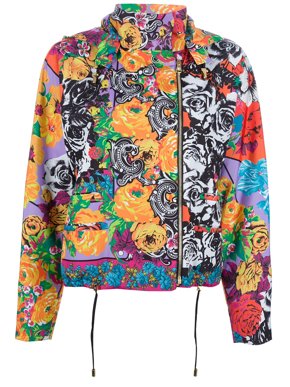 Versace Floral Print Hooded Jacket in Multicolor (floral) | Lyst