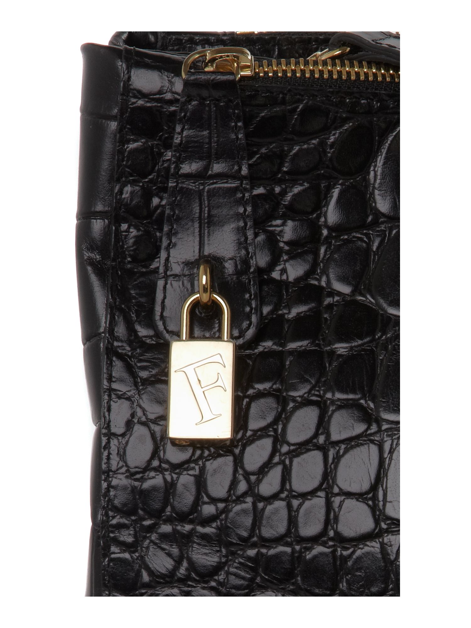 Furla Croc Tote Bag in Black | Lyst