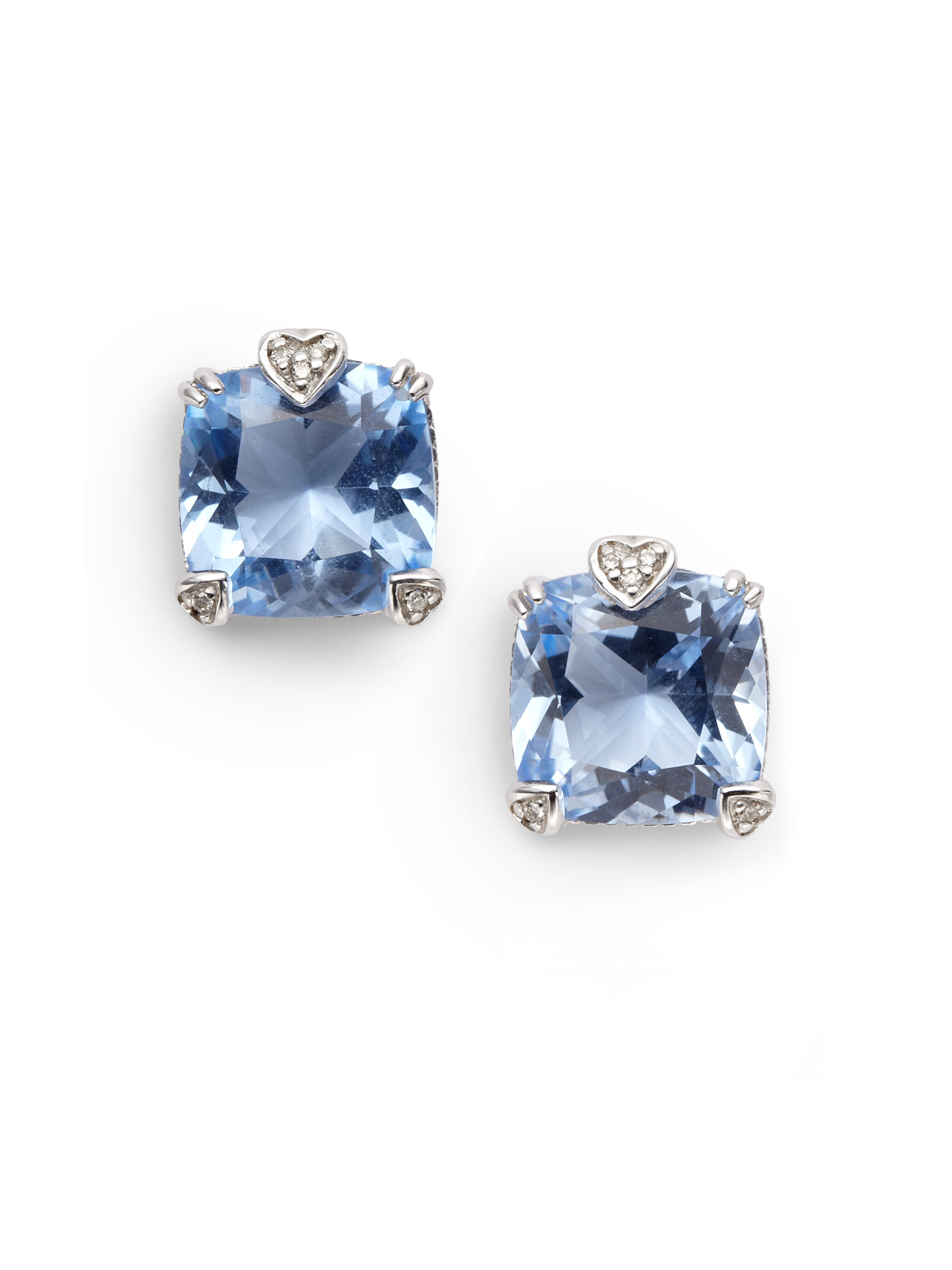 Lyst Judith Ripka Diamond Blue Quartz Stud Earrings In Gallery