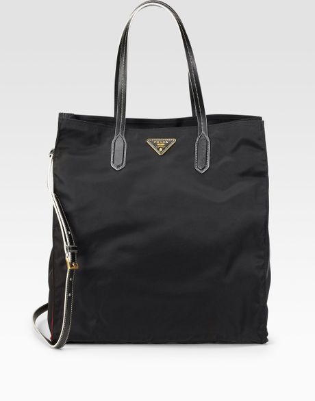 Prada Tessuto Saffiano Colour Nylon Tote in Black (blue) | Lyst