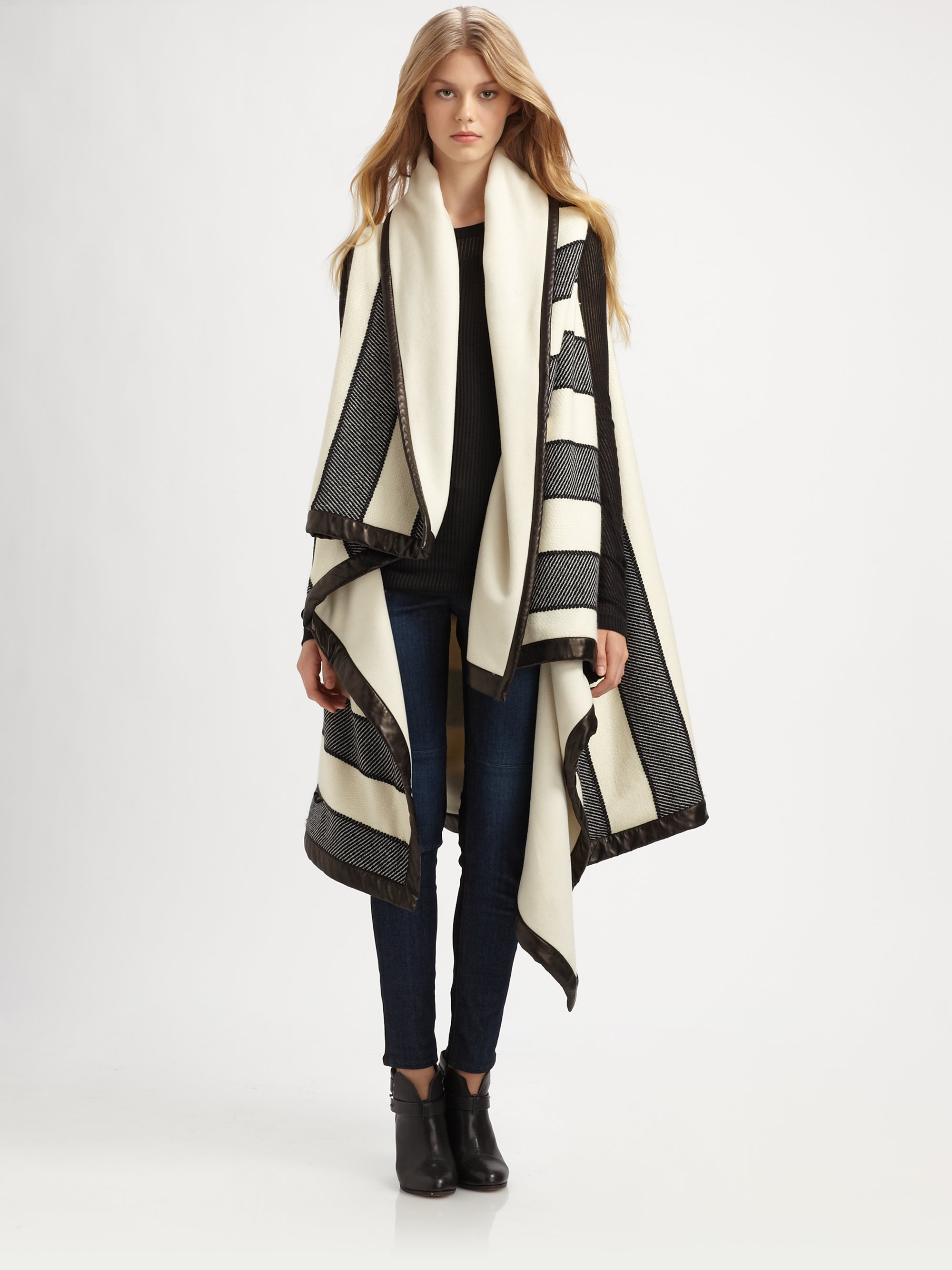 Lyst - Rag & Bone Bajwa Blanket Wrap Coat in Black