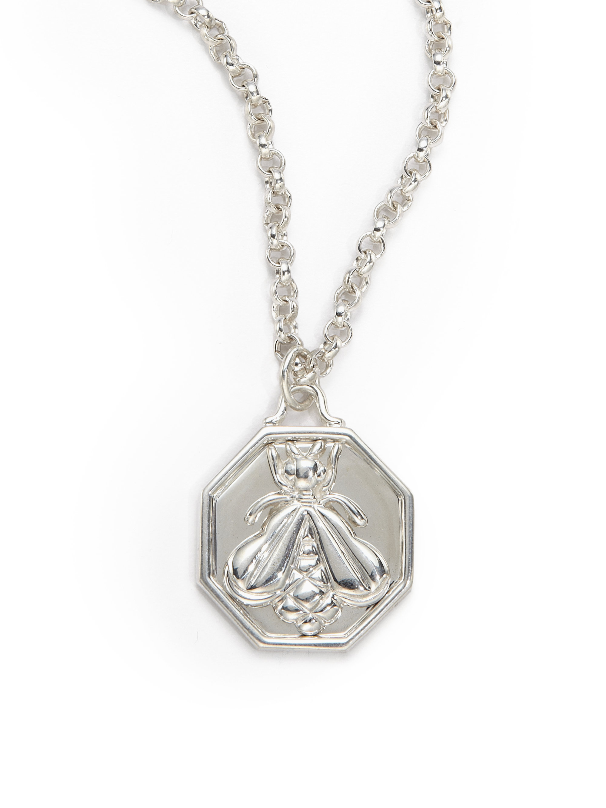 Lyst Slane Octagon Bee Pendant Necklace In Metallic Gallery