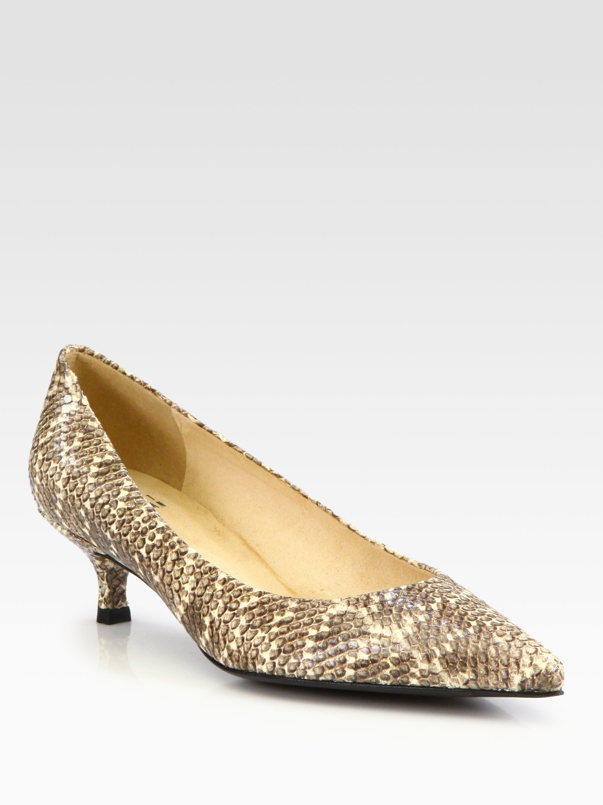 snakeskin flat pumps