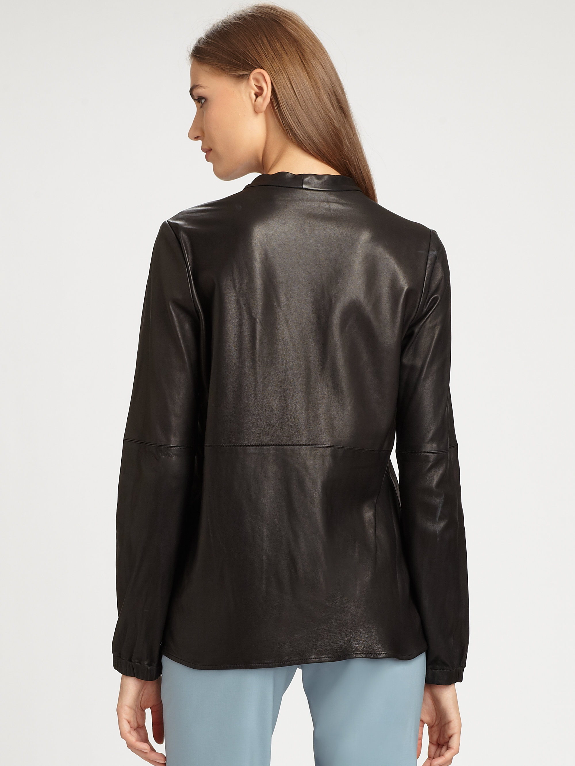 Yigal Azrouël Leather Shirt In Black Lyst Gallery