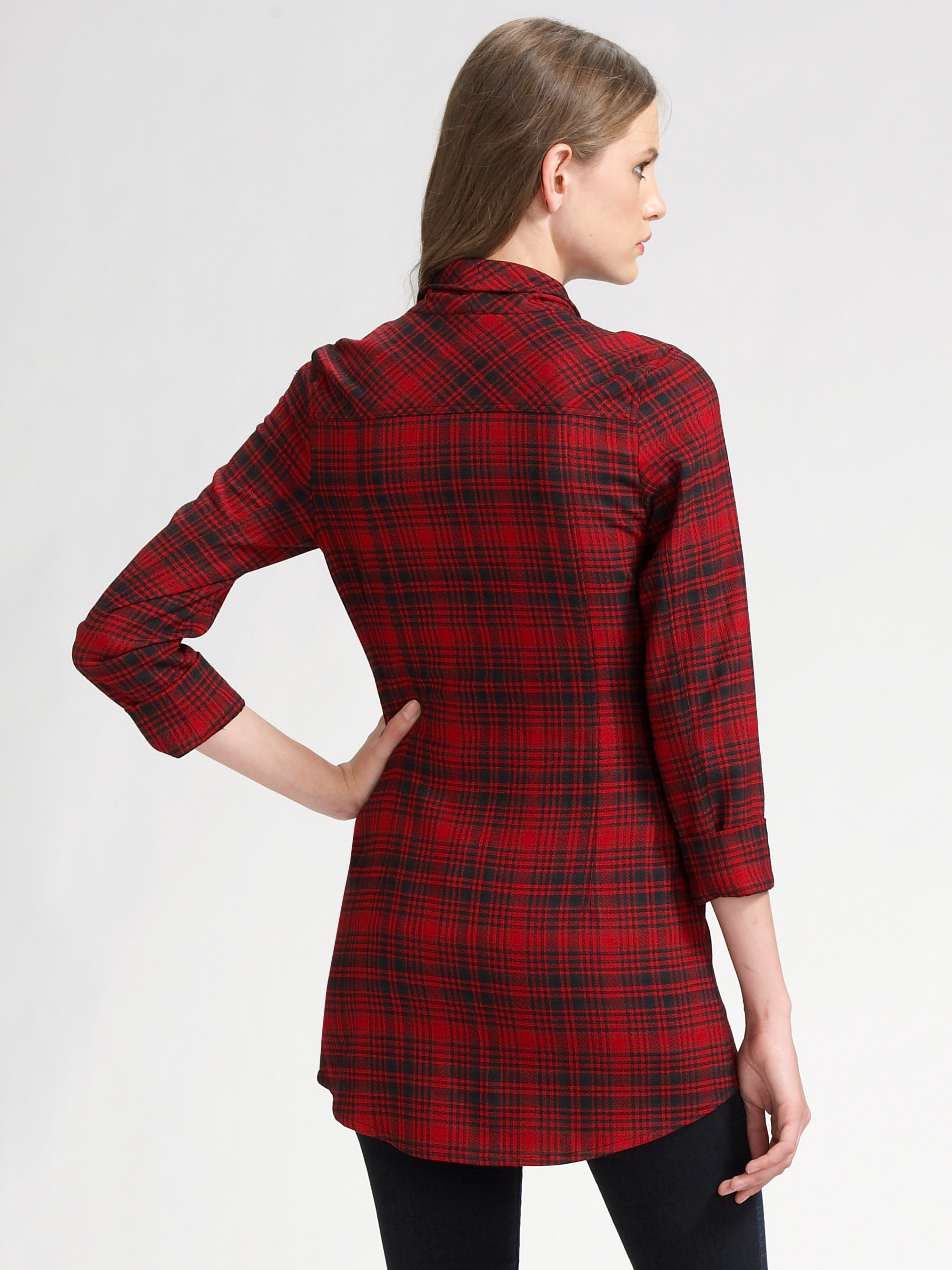 alice and olivia plaid shirt