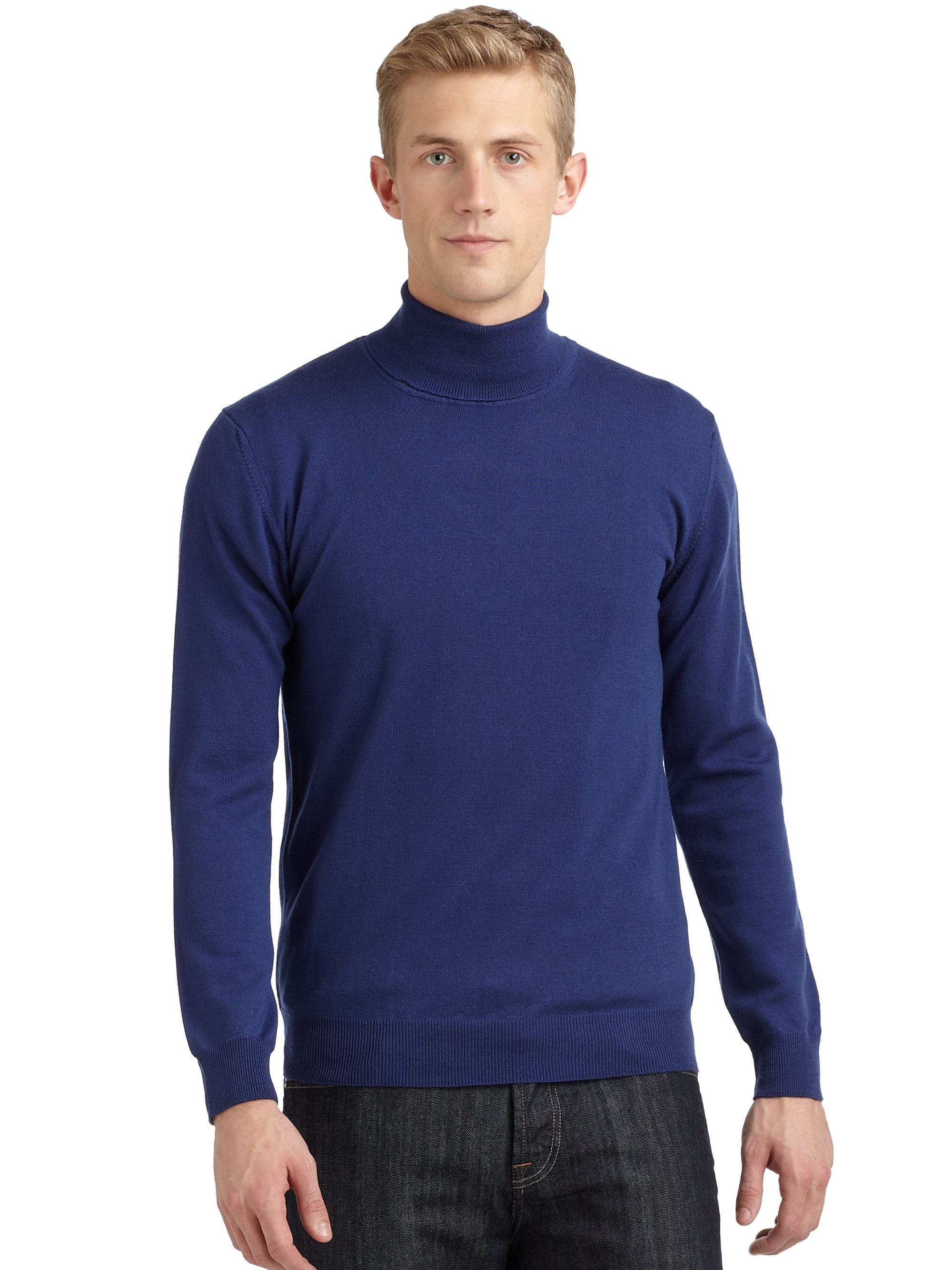 Calvin klein Merino Wool Turtleneck Sweater in Blue for Men | Lyst