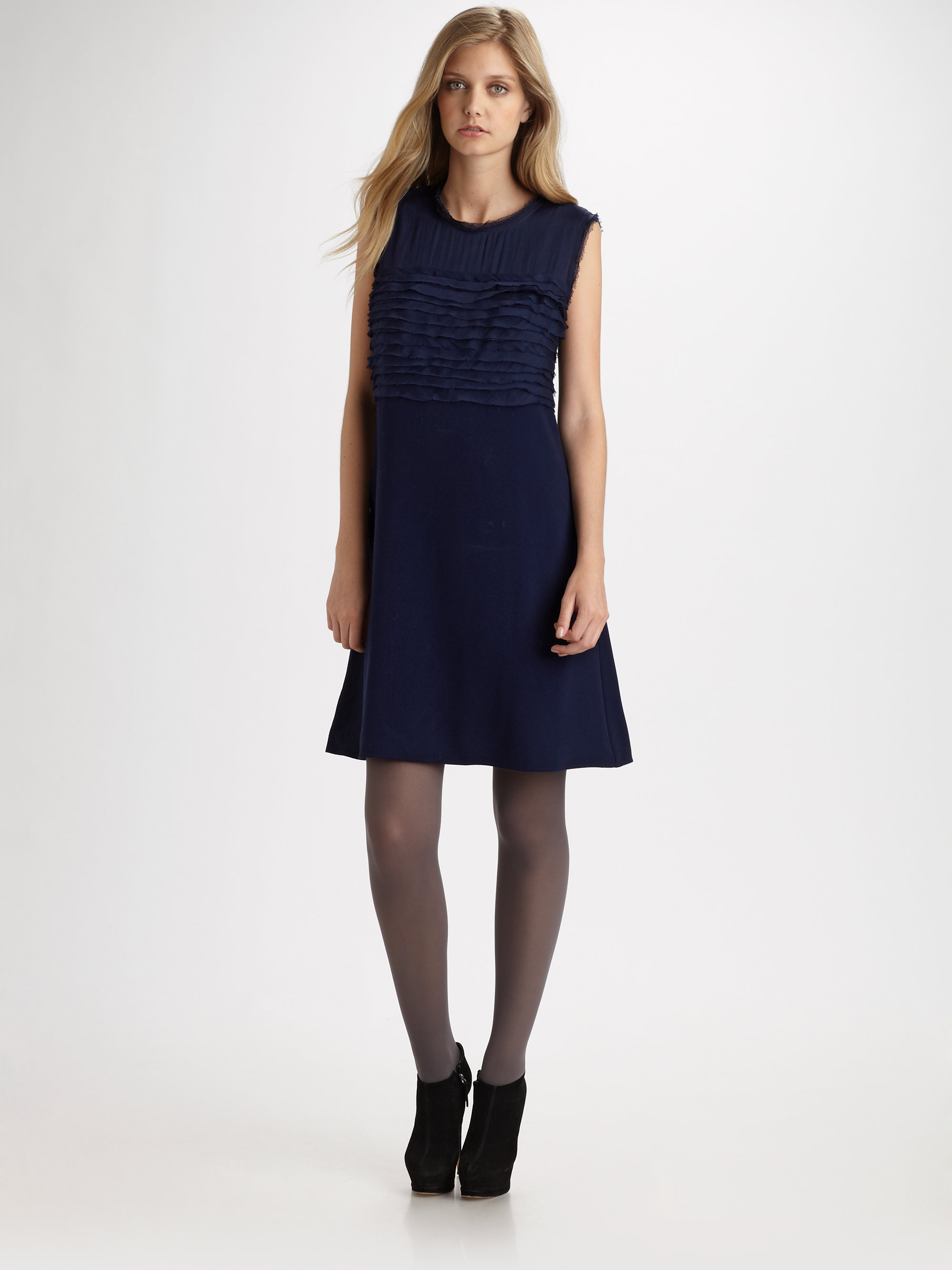 Dkny Aline Silk Dress in Blue (navy) | Lyst