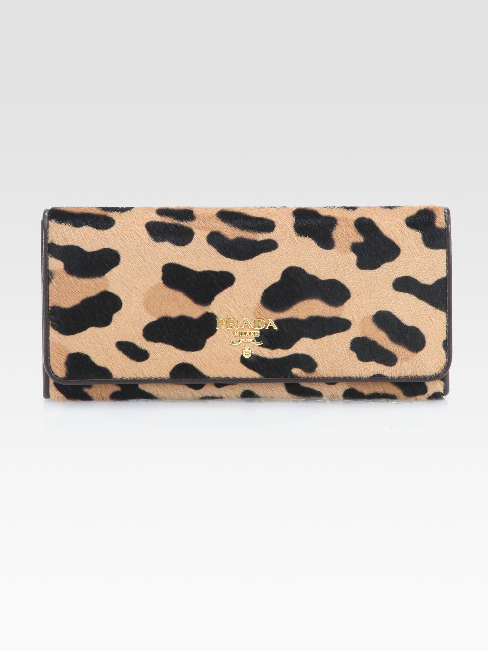 Prada Cavallino Haircalf Continental Wallet in Animal (honey) | Lyst