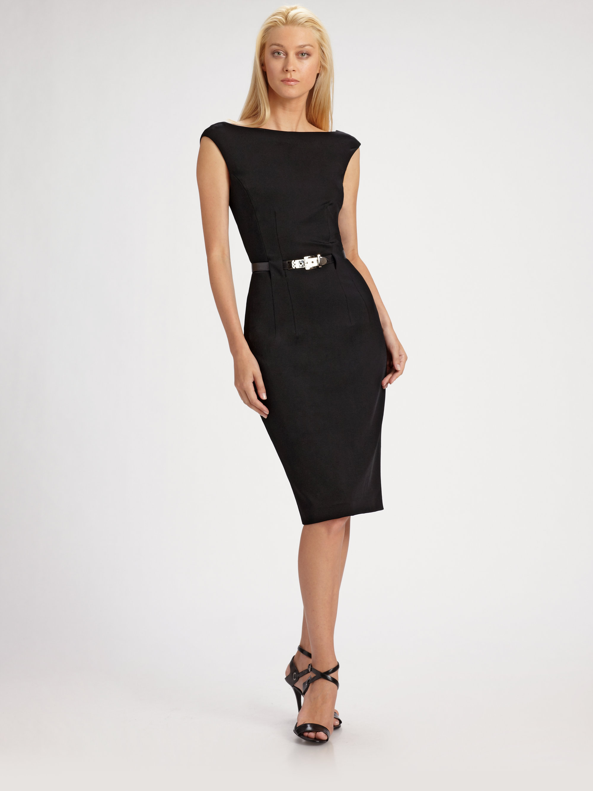 Ralph lauren black label Irina Belted Jersey Dress in Black | Lyst