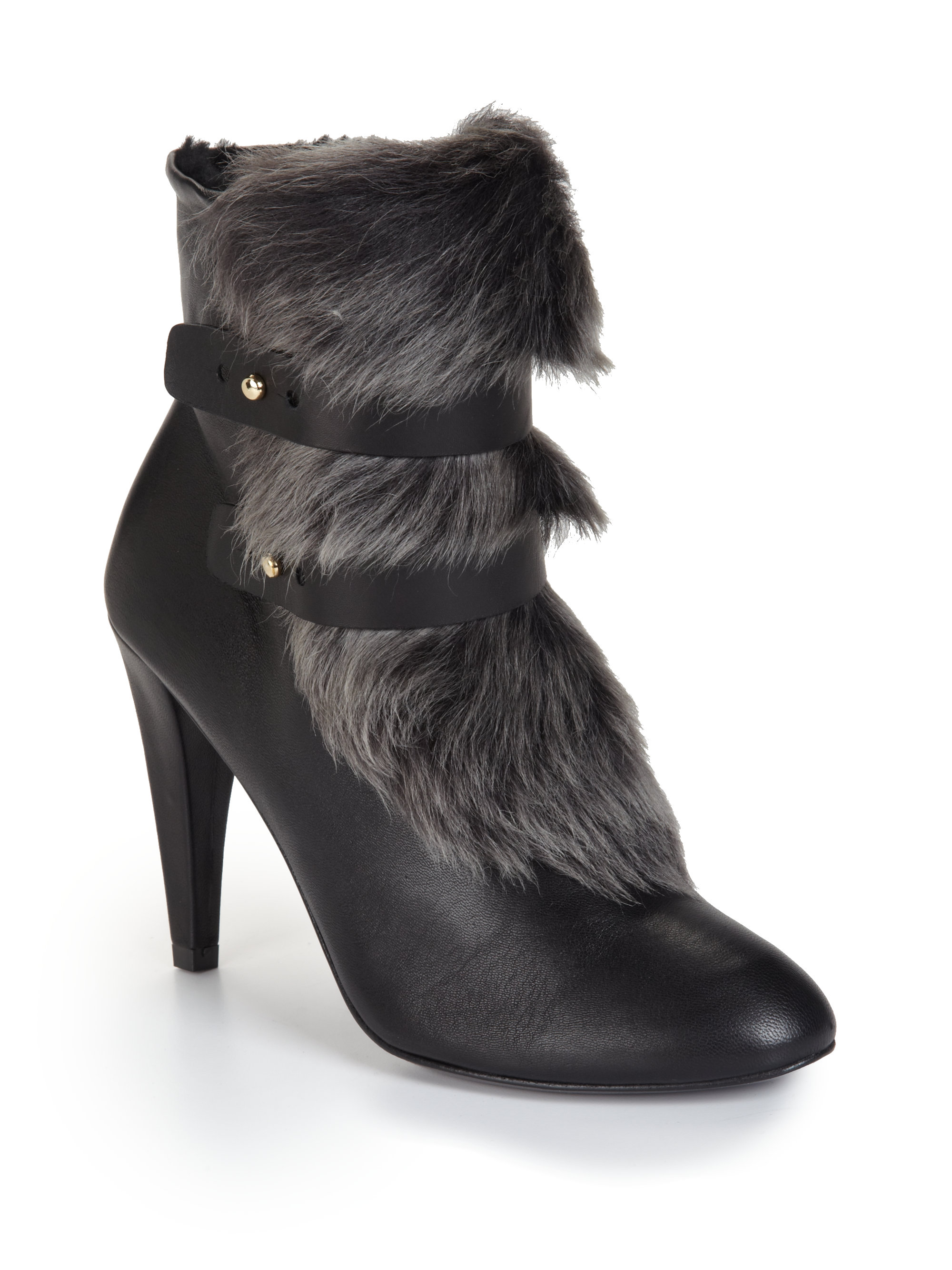 Lyst - Rebecca Minkoff Short Faux Fur Ankle Boots in Black