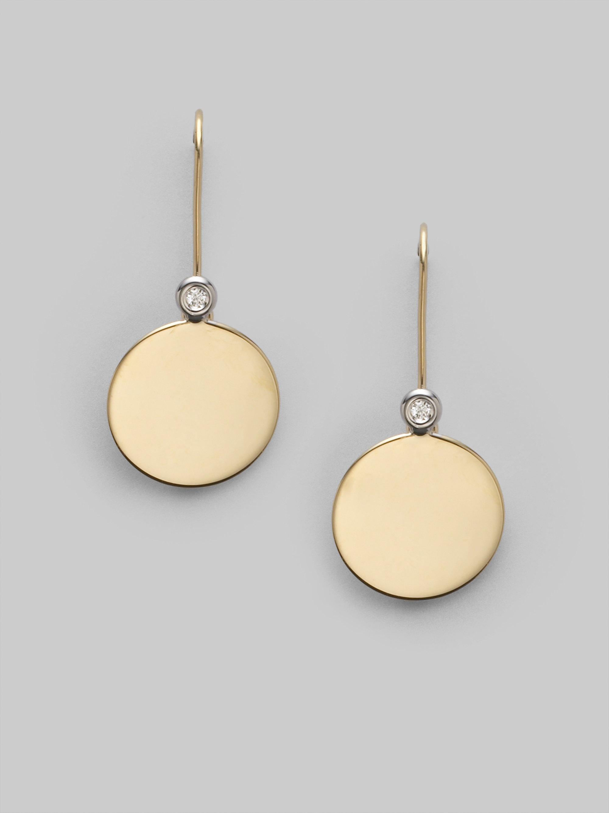 Roberto Coin Diamond & 18k Yellow Gold Round Disc Earrings in Yellow - Lyst