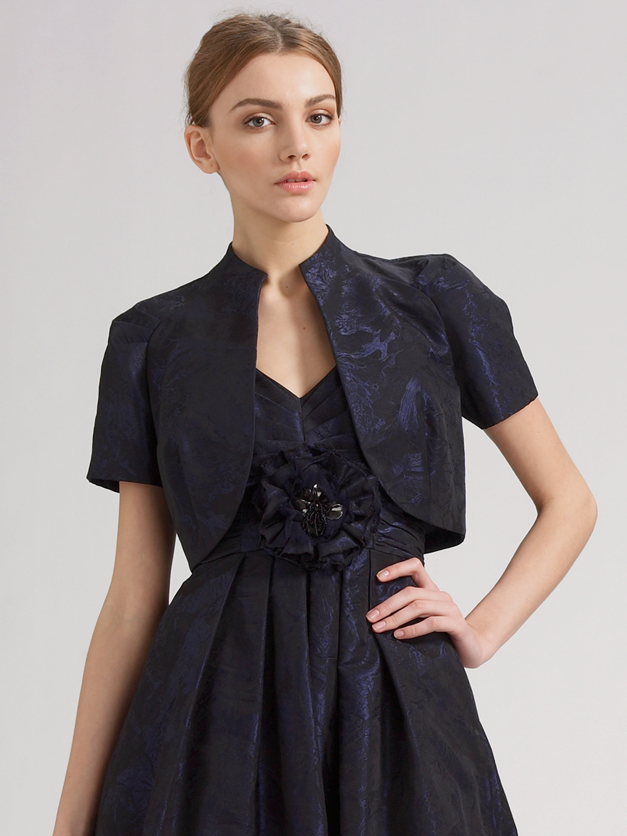 Lyst - Theia Jacquard Taffeta Bolero Jacket in Blue