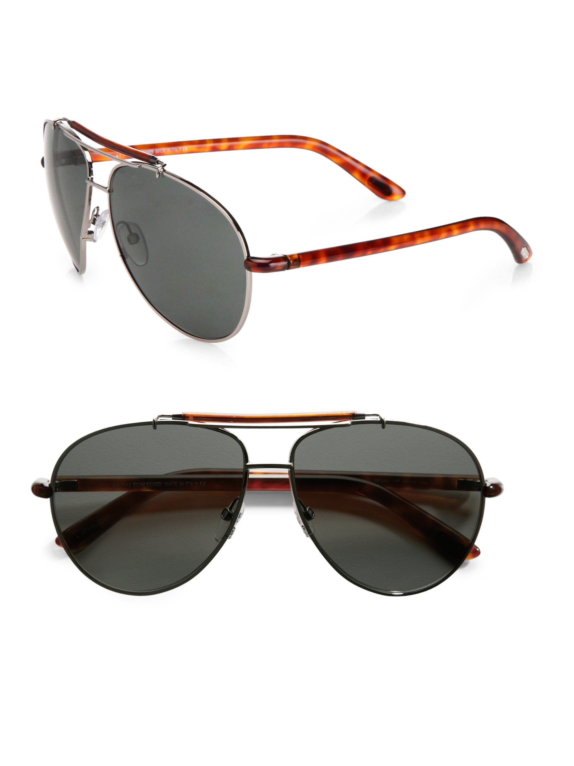 Lyst Tom Ford Metal Aviator Sunglasses In Brown For Men 