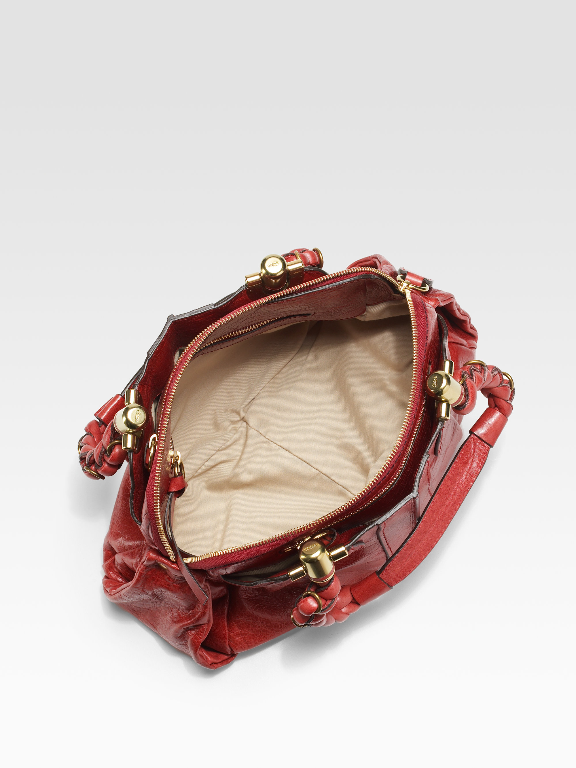 Chlo Heloise Leather Top Handle Bag in Red (raspberry) | Lyst  