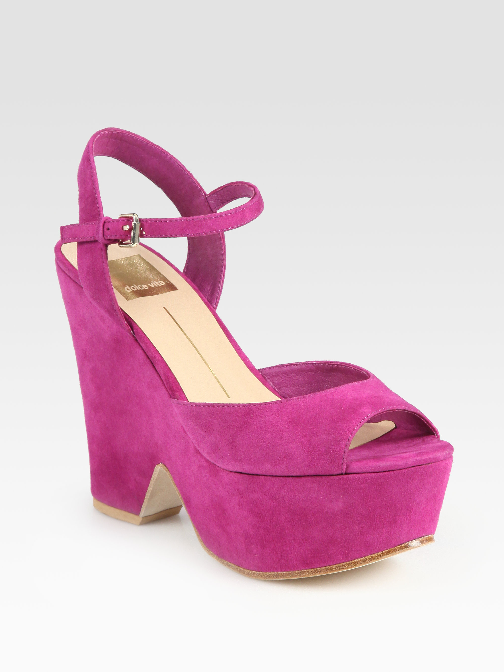 Dolce Vita Suede Slingback Platform Sandals in Pink (magenta) | Lyst