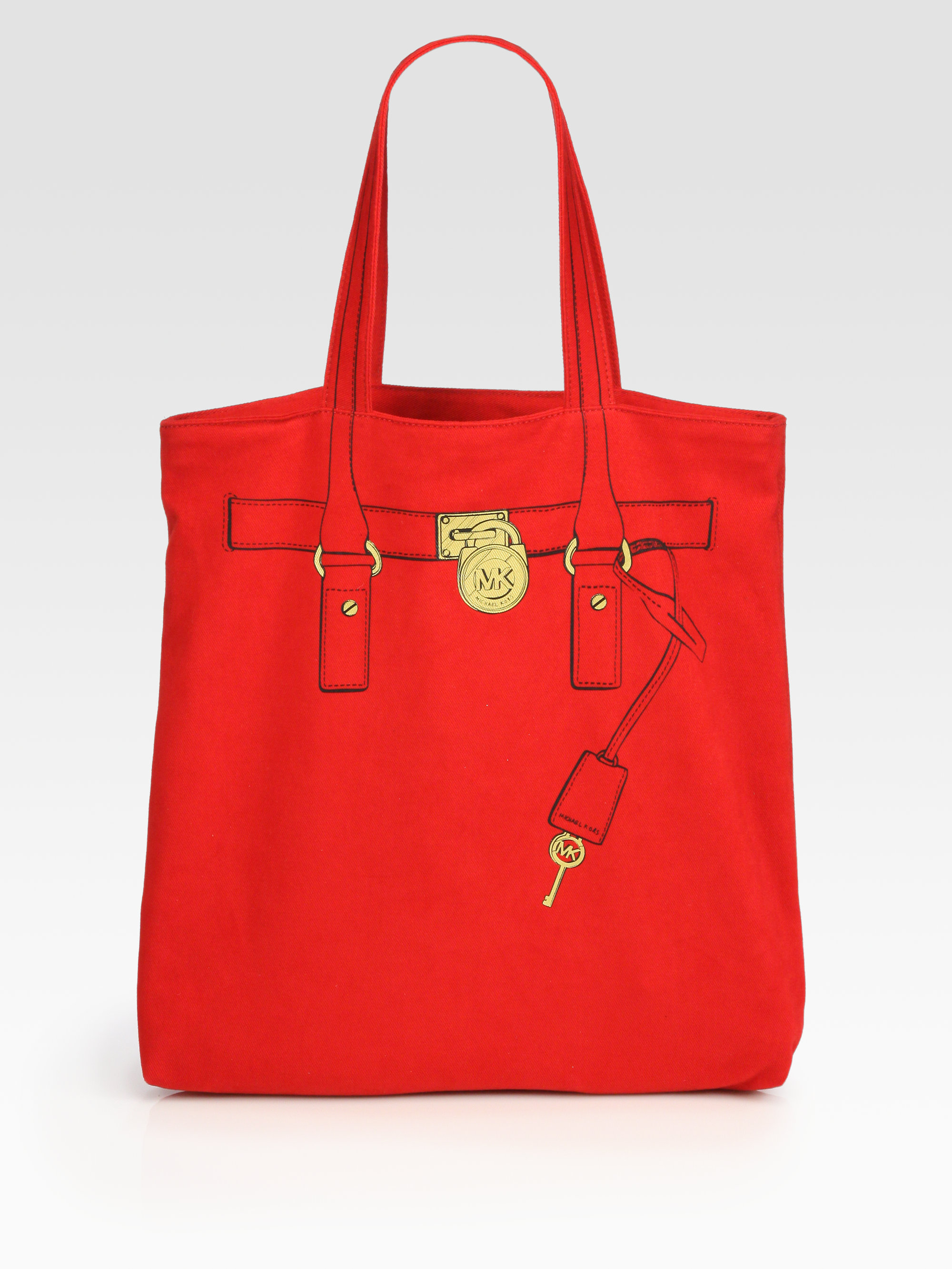 Lyst - Michael Michael Kors Hamilton Trompe Loeil Canvas Tote Bag in Red