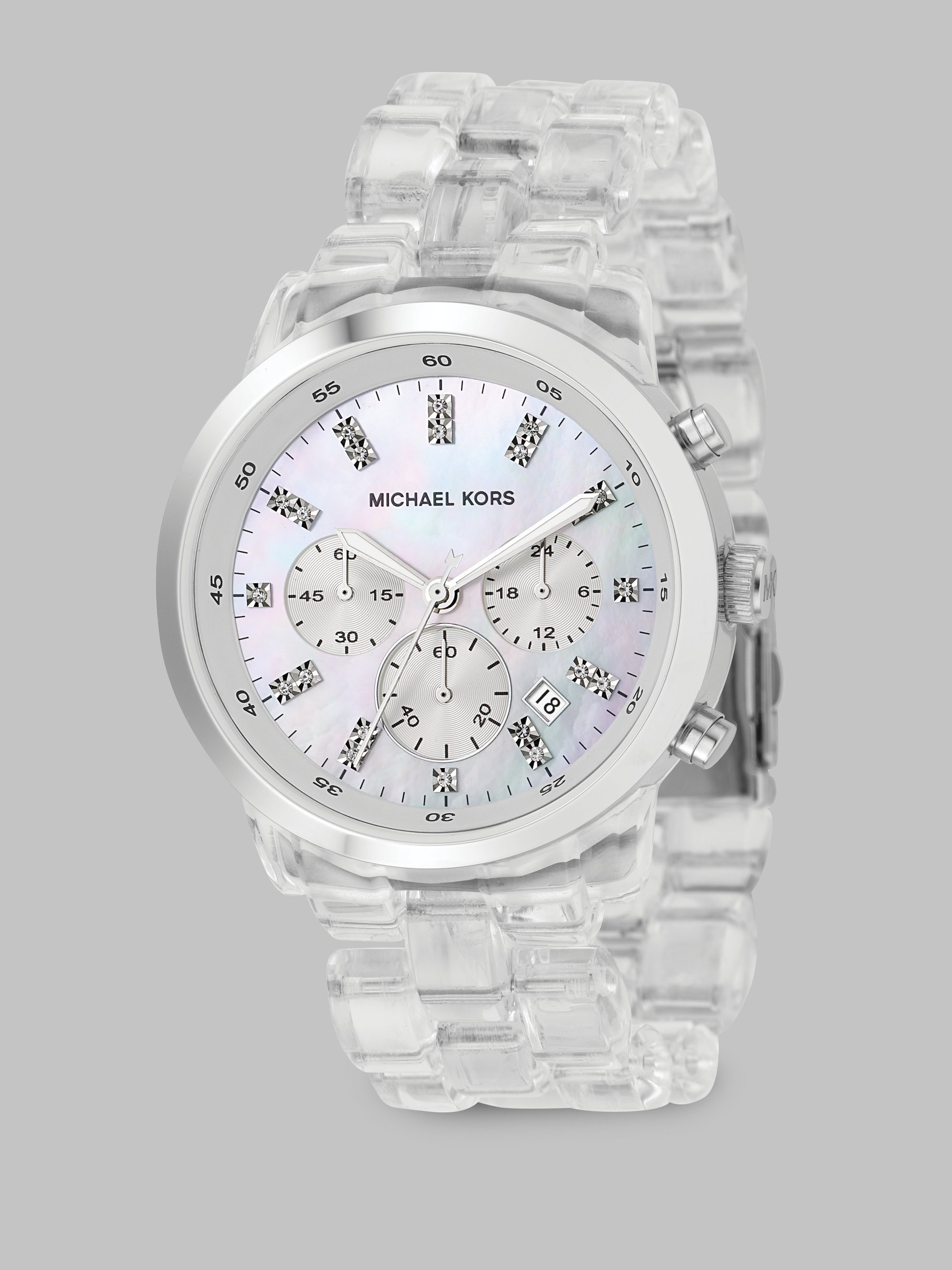 Michael kors Clear Chronograph Bracelet Watch  Lyst