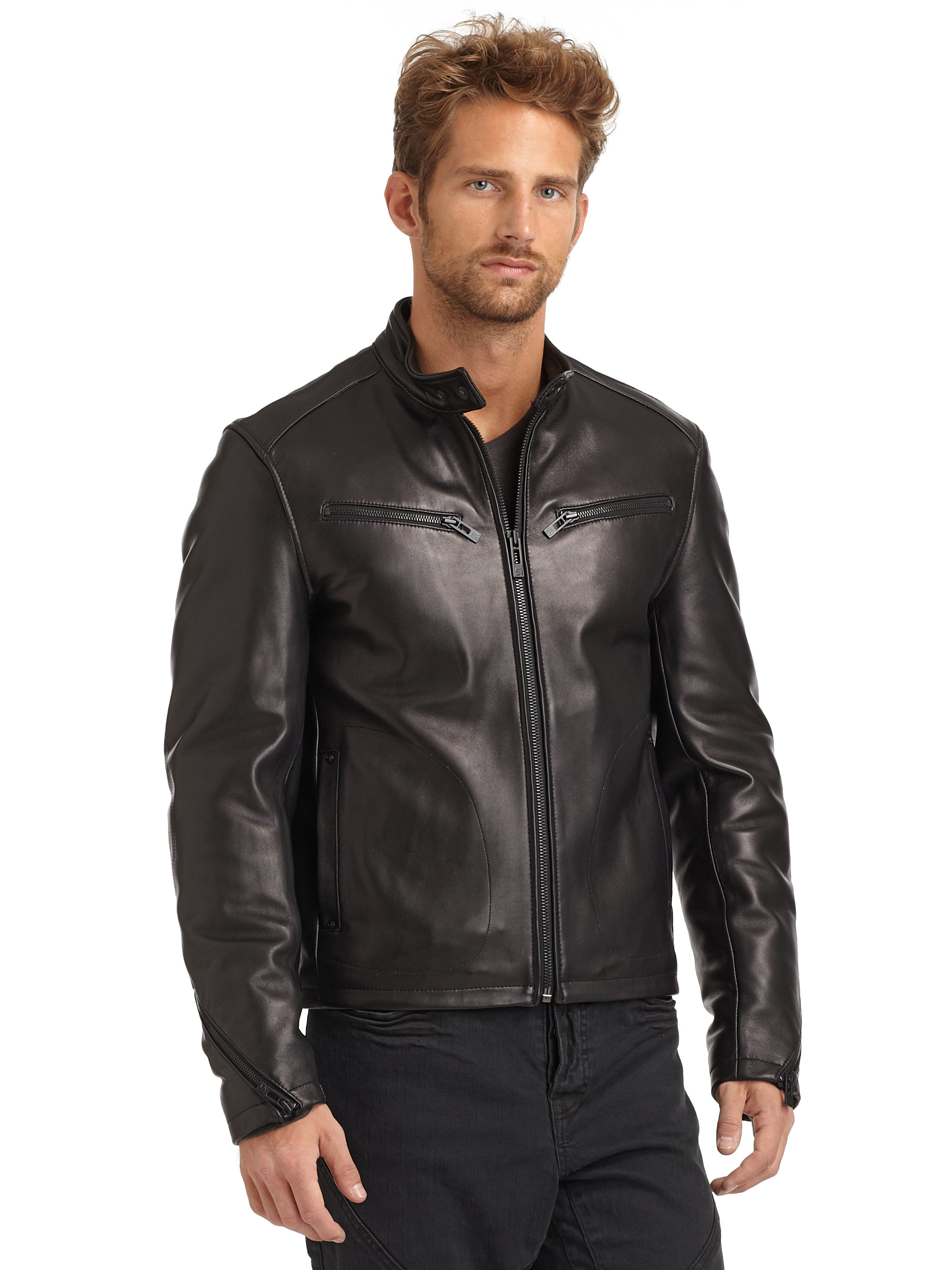 Rogue Leather Bomber Jacket in Black for Men | Lyst