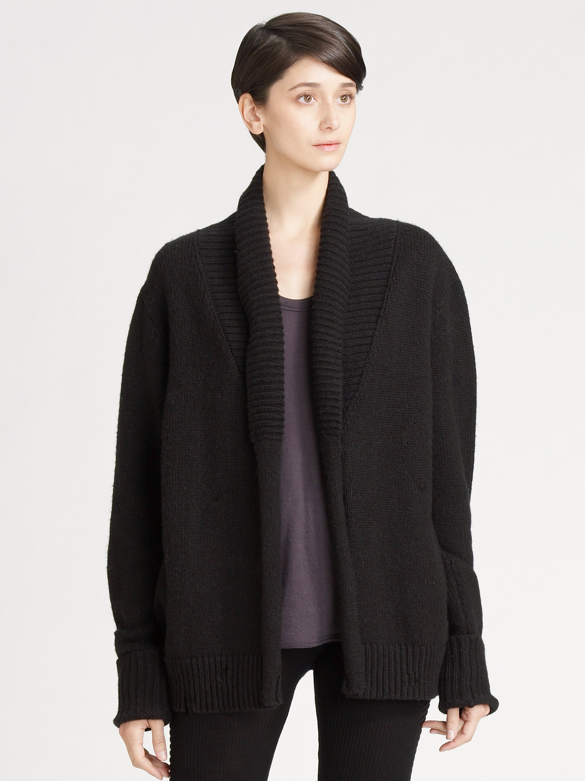 T by alexander wang Grandpa Cardigan in Black | Lyst