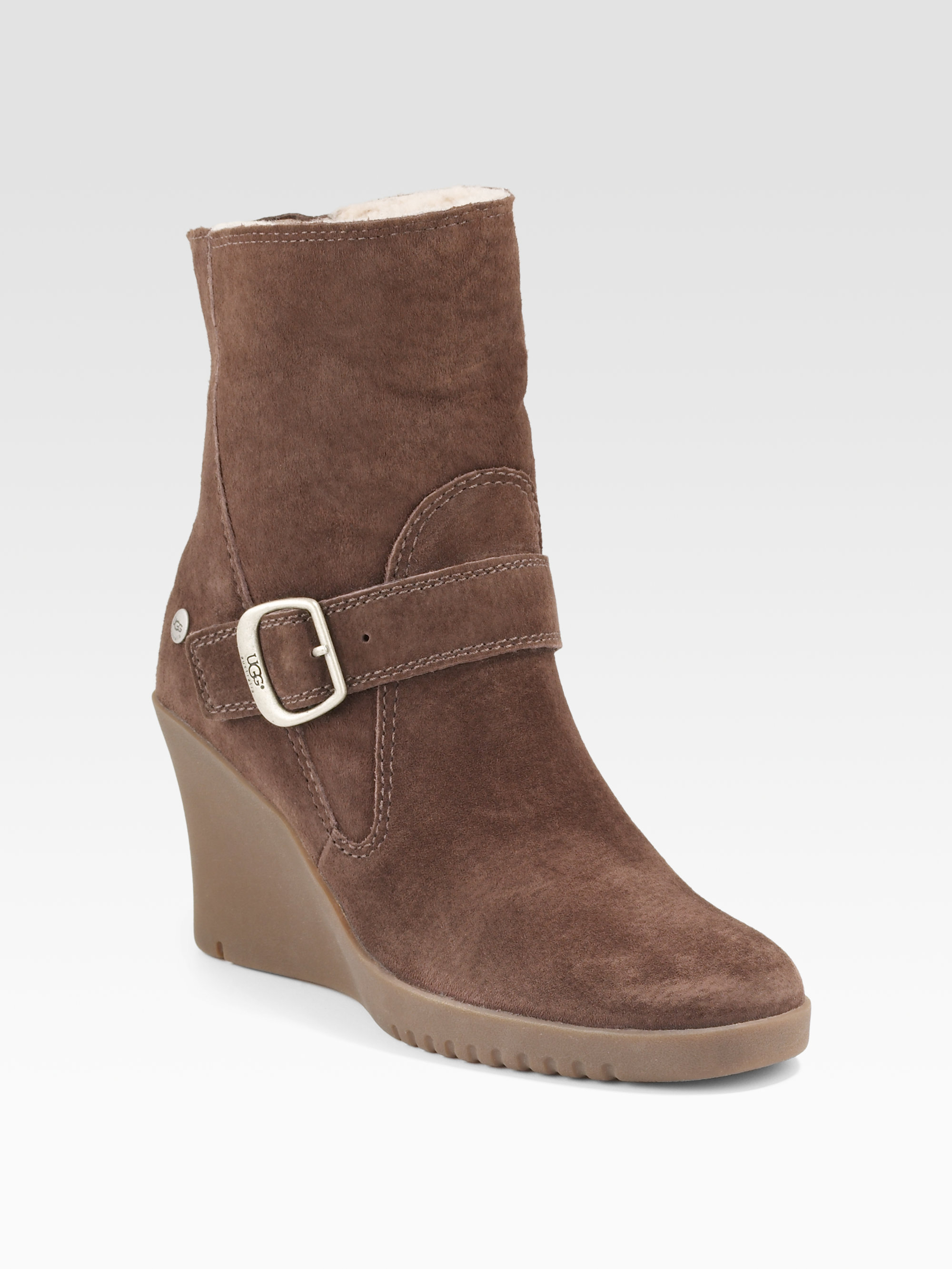 Lyst - Ugg Gissella Suede Wedge Ankle Boots in Brown