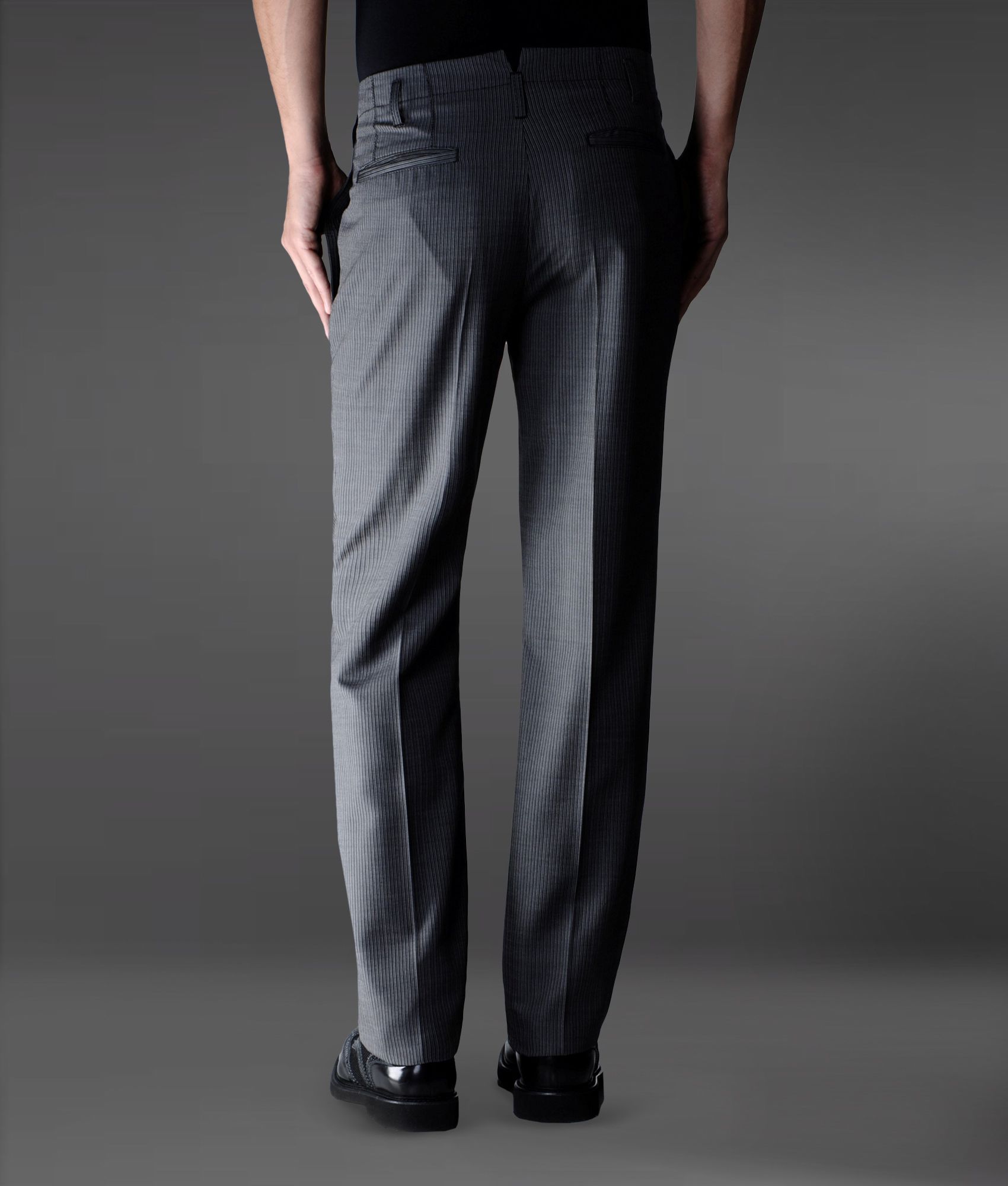 Lyst Emporio Armani Baggy Pants In Pinstripe Wool And Silk Gray Gallery