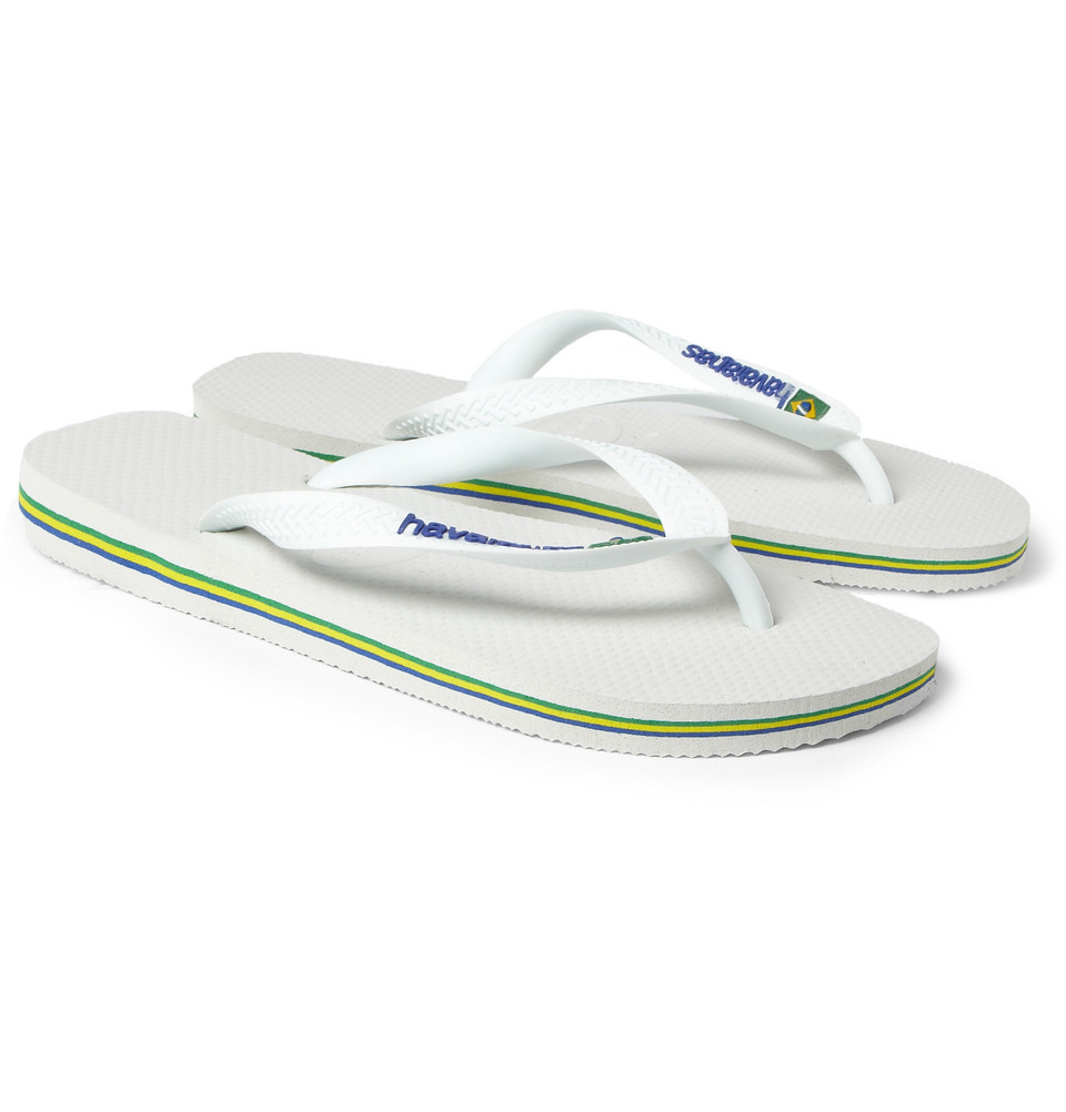 Havaianas Rubber Flip Flops in White for Men | Lyst