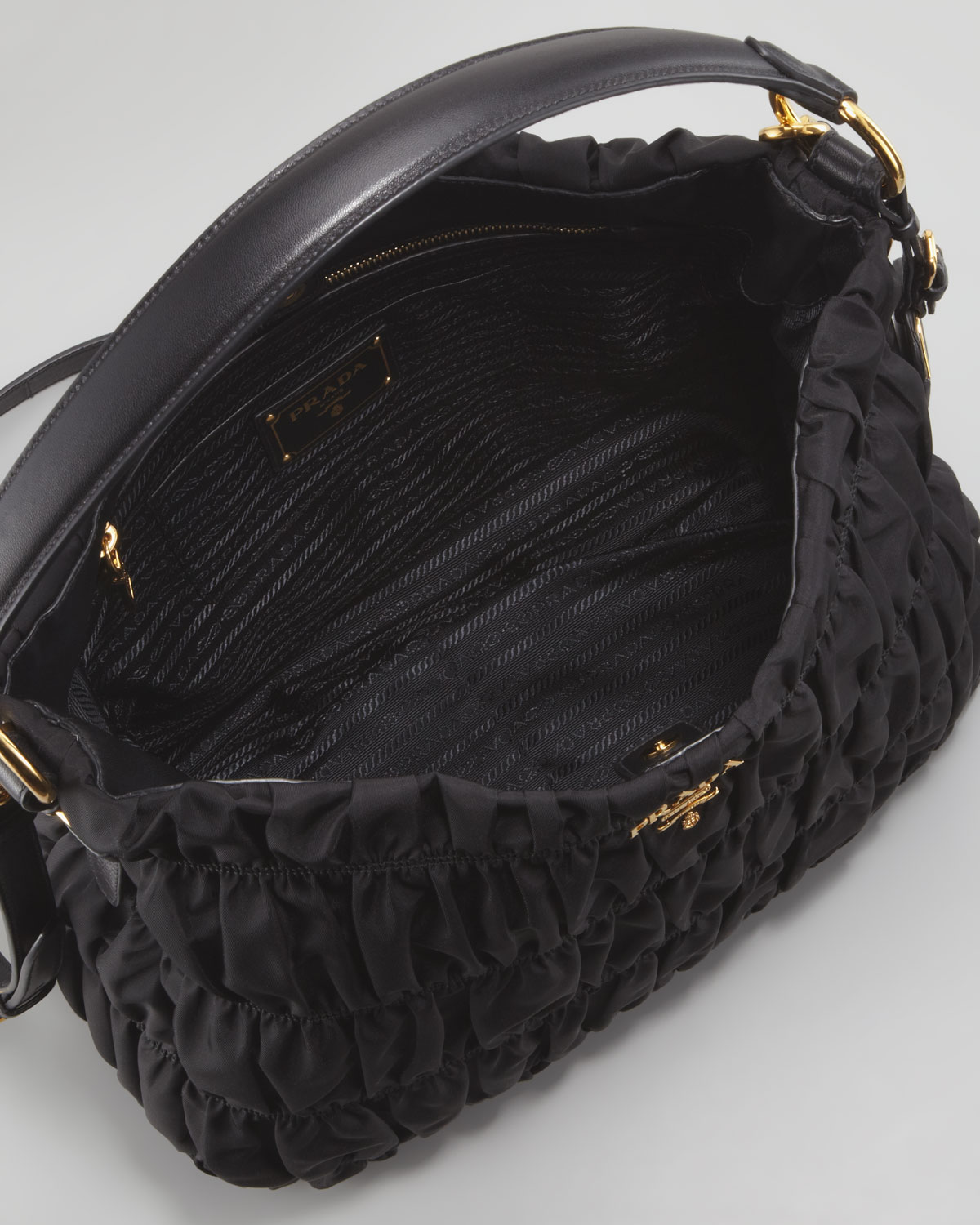 Prada Nylon Gaufre Large Hobo Bag in Black | Lyst